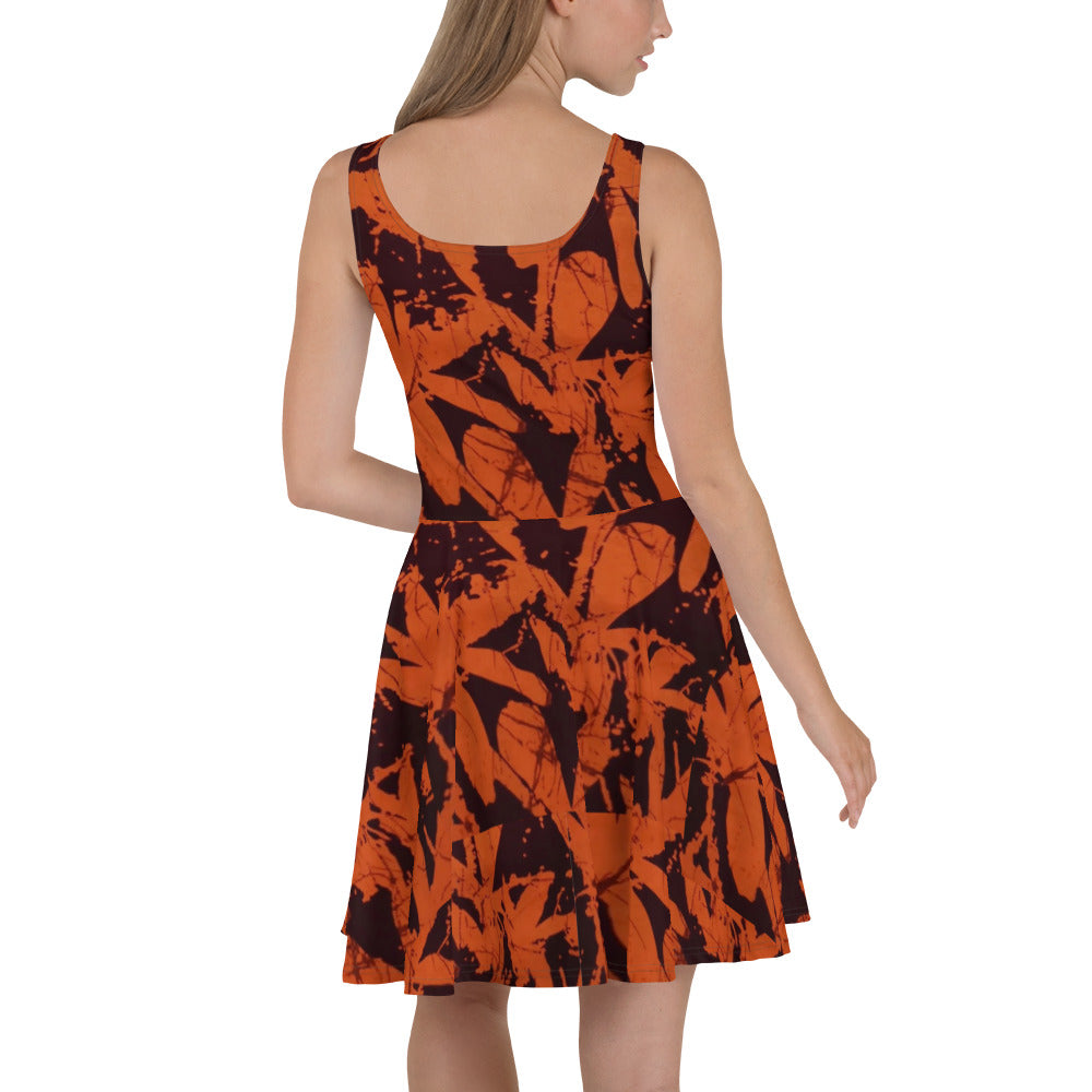 Orange Adire Skater Dress