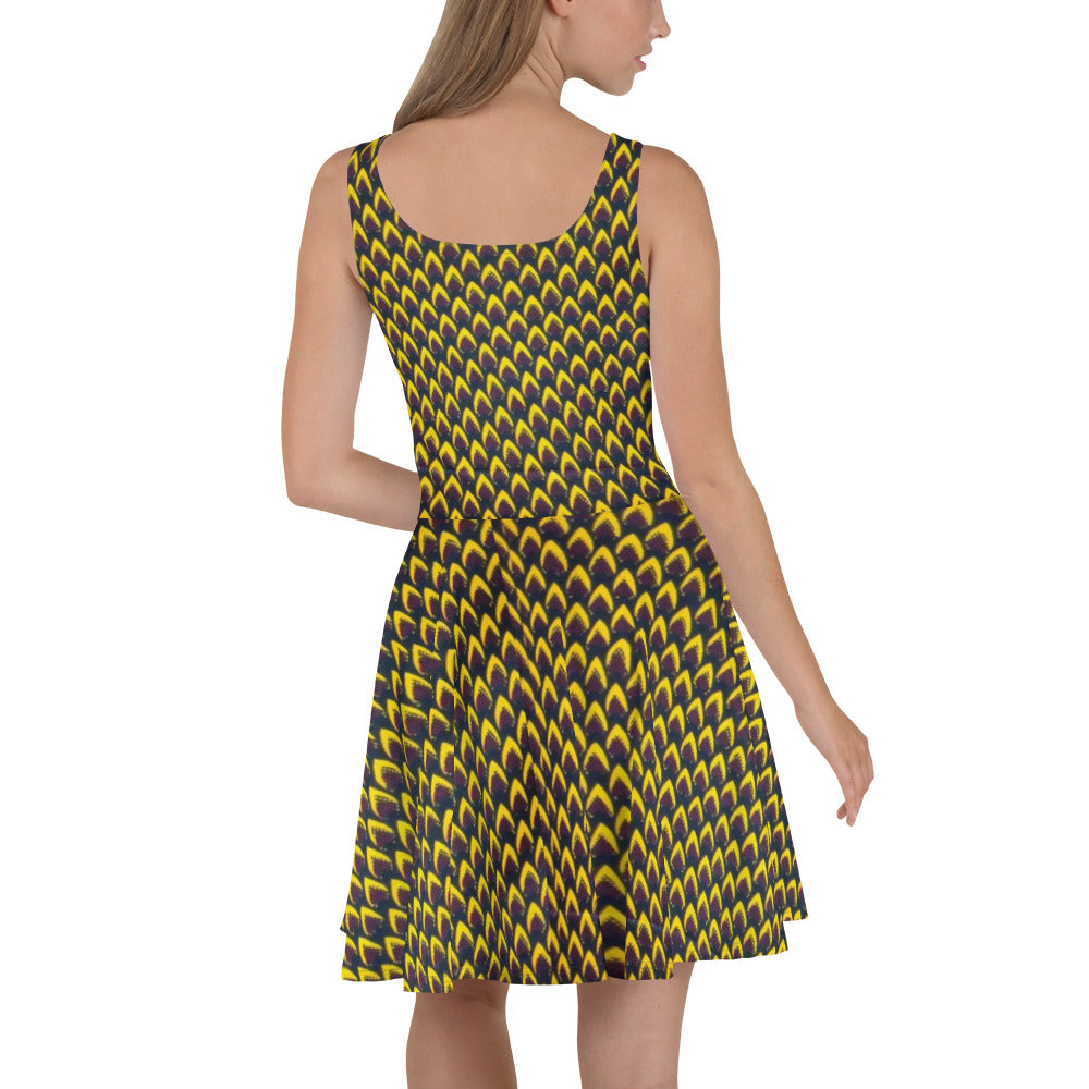 Yellow Flame Ankara Skater Dress