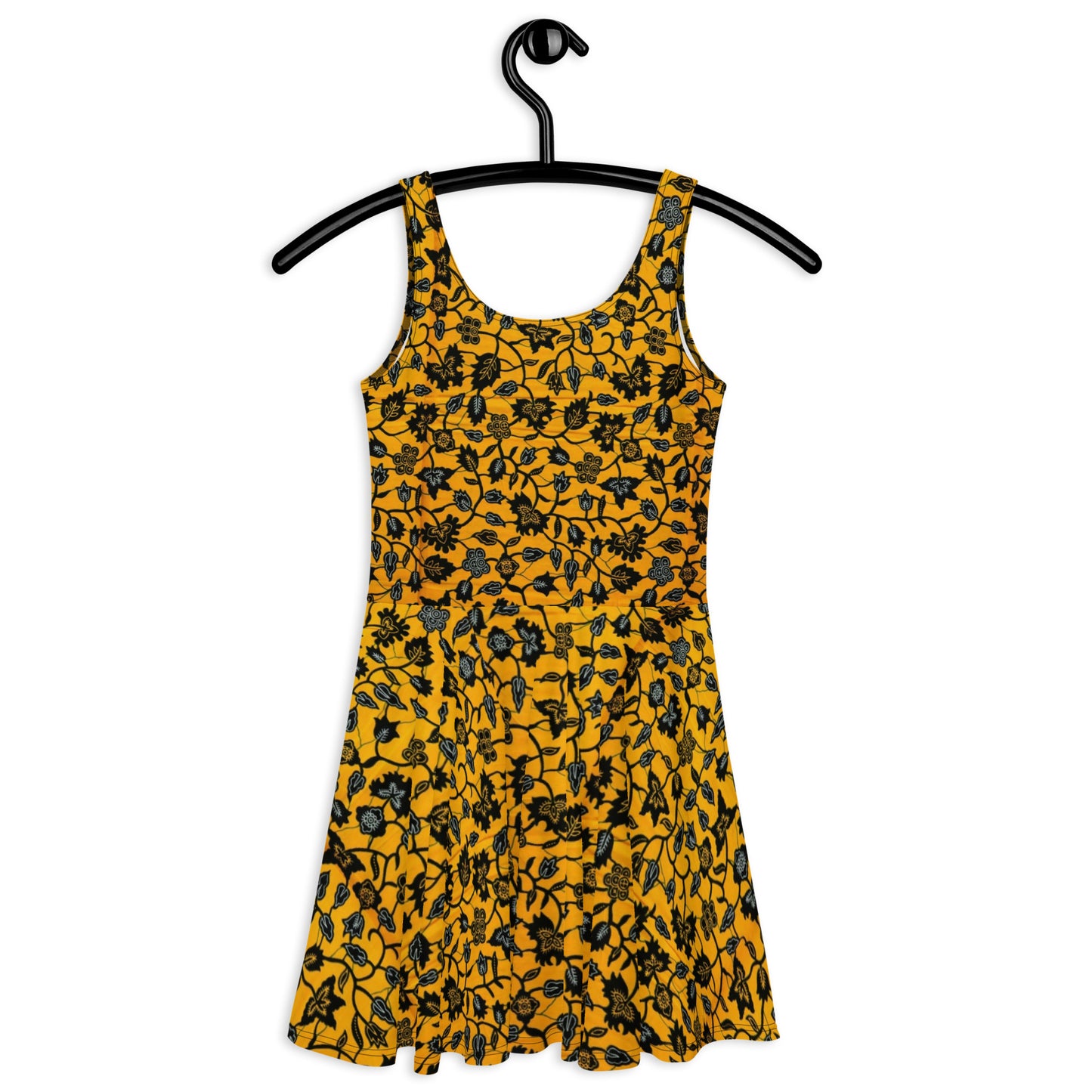 Yellow Leaves Ankara Skater Dress