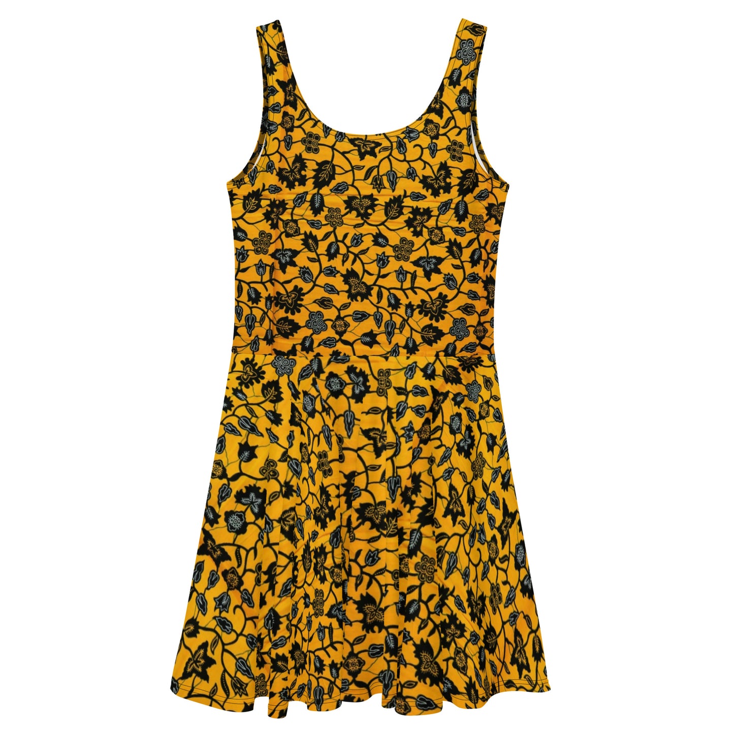 Yellow Leaves Ankara Skater Dress