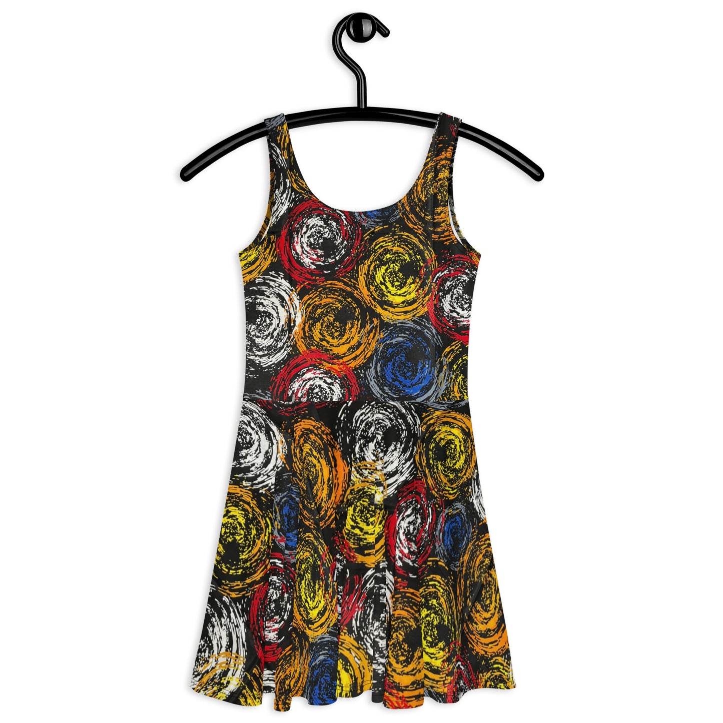 Vibrant Colourful Swirls Ankara Skater Dress