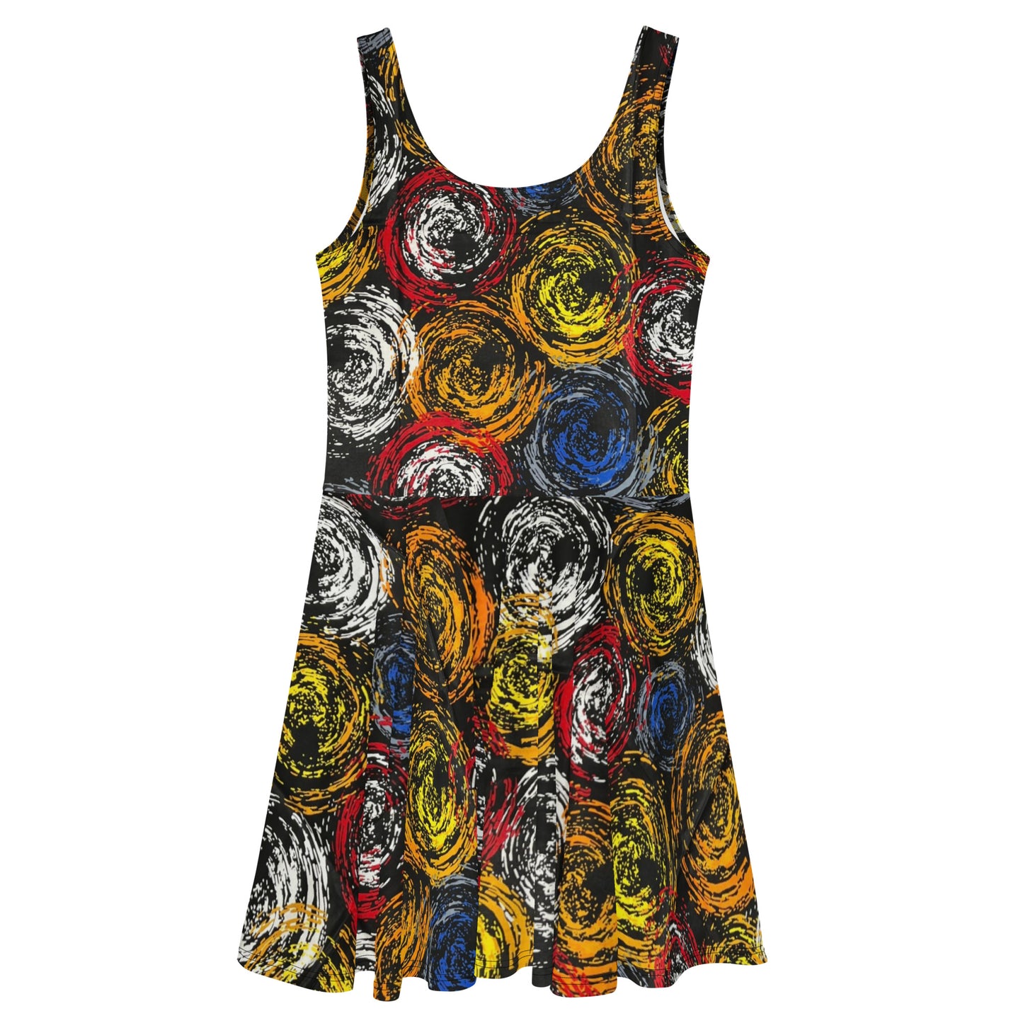 Vibrant Colourful Swirls Ankara Skater Dress