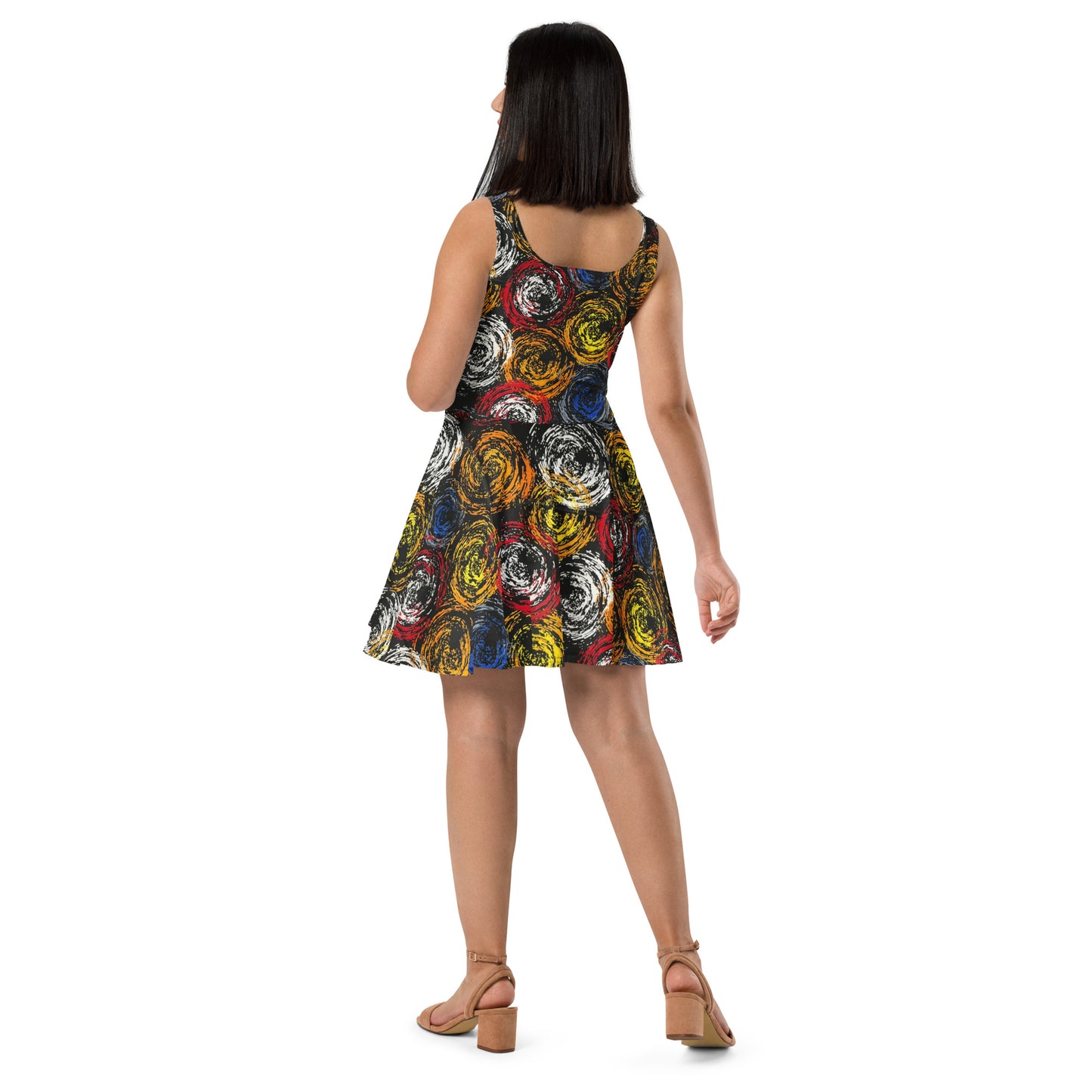 Vibrant Colourful Swirls Ankara Skater Dress