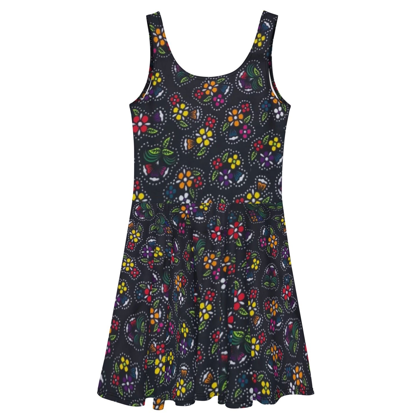 Multicolour Dark Ankara Skater Dress