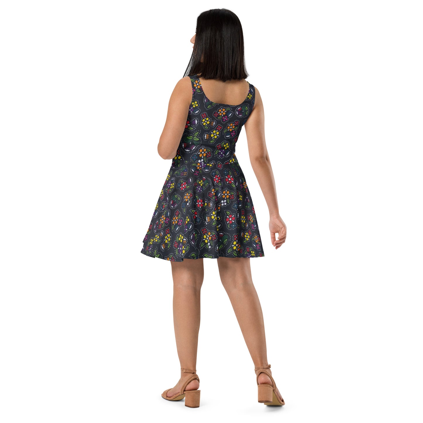 Multicolour Dark Ankara Skater Dress