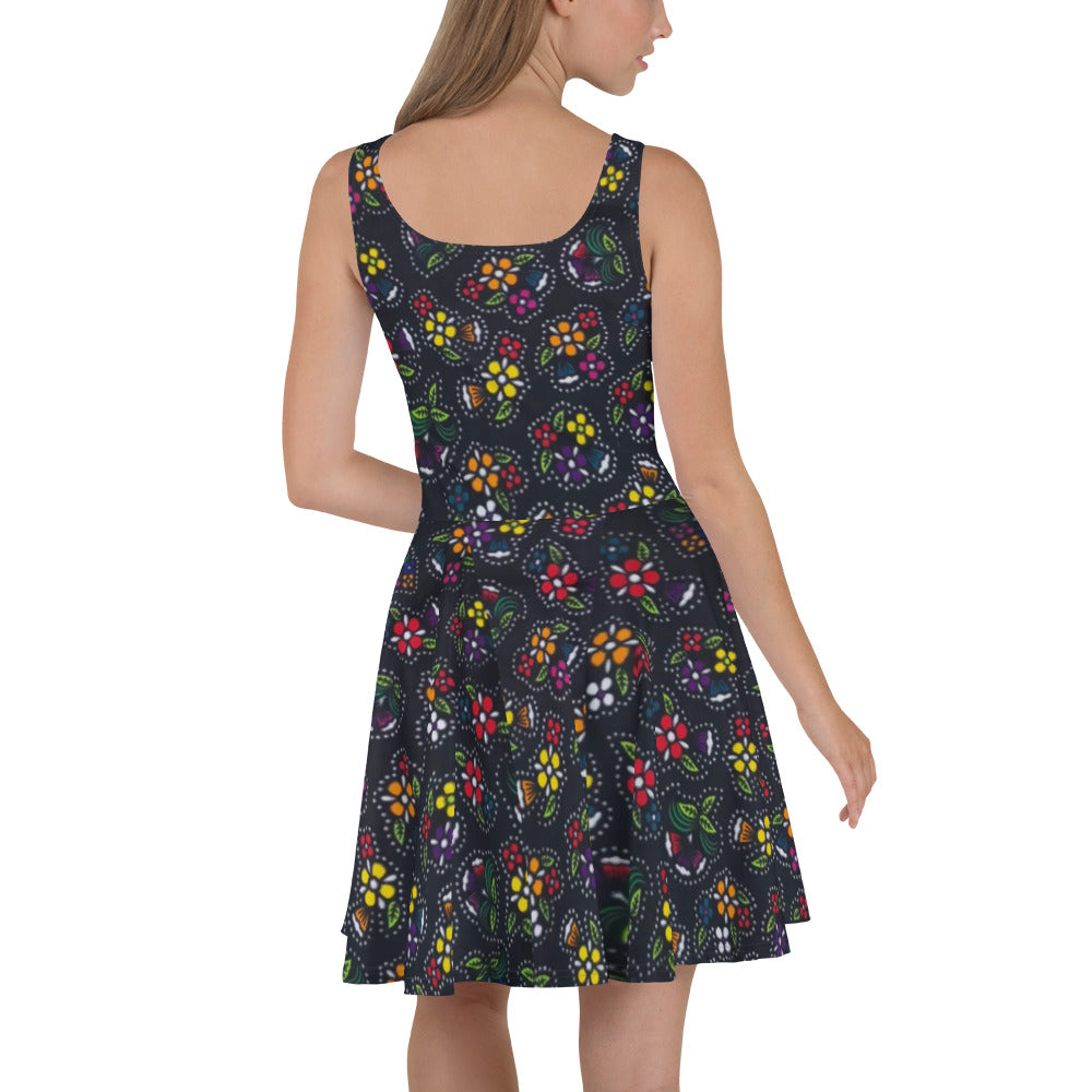 Multicolour Dark Ankara Skater Dress