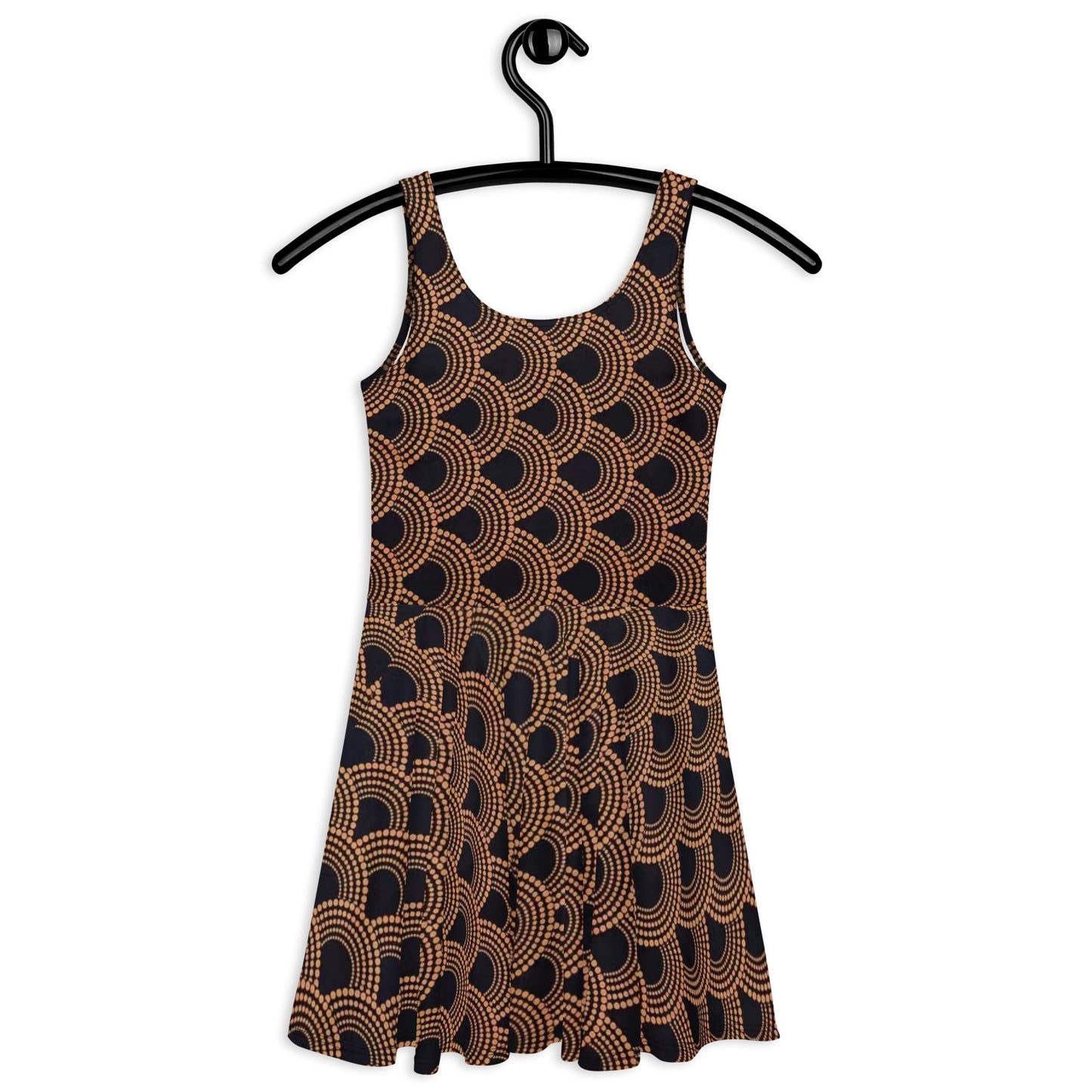 Brown Abstract Ankara Skater Dress