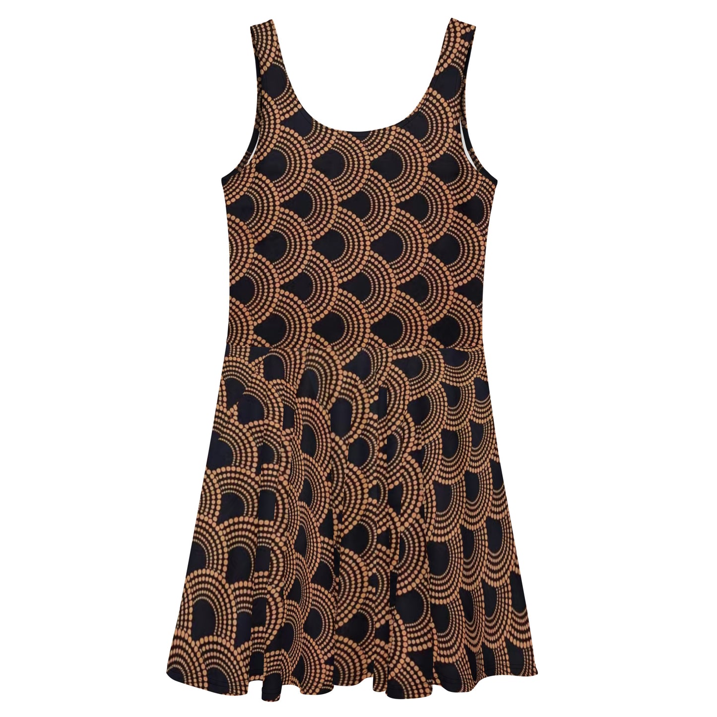 Brown Abstract Ankara Skater Dress