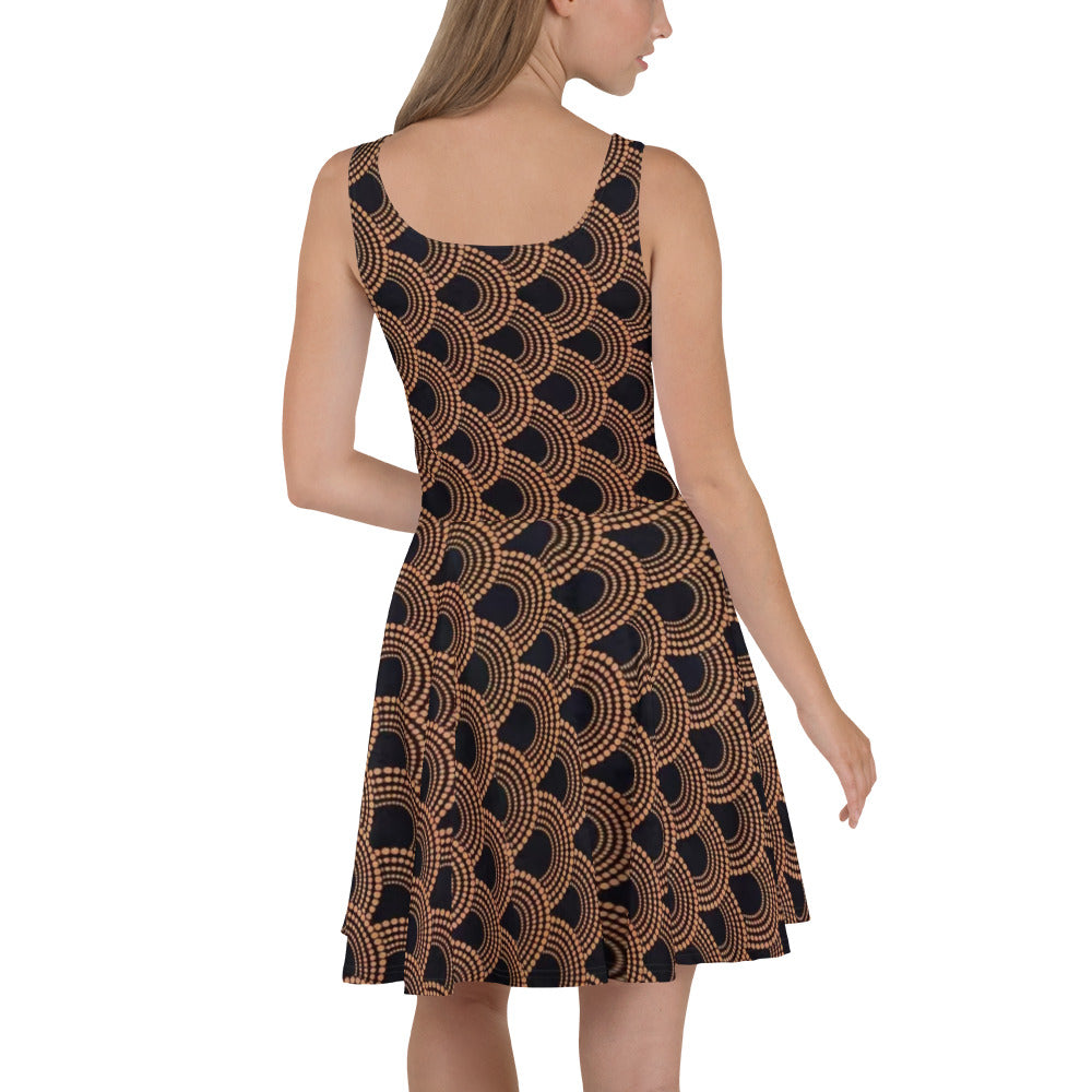 Brown Abstract Ankara Skater Dress