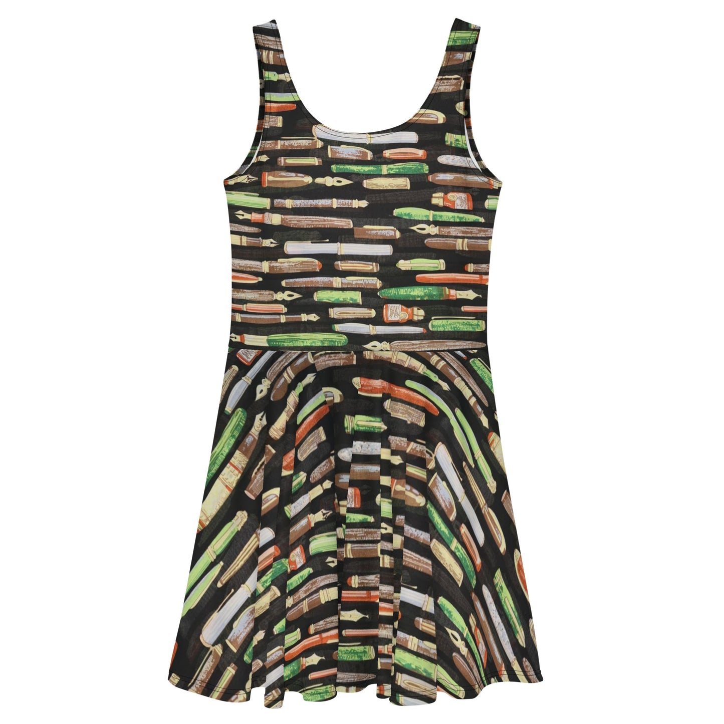 Green Pen Ankara Skater Dress