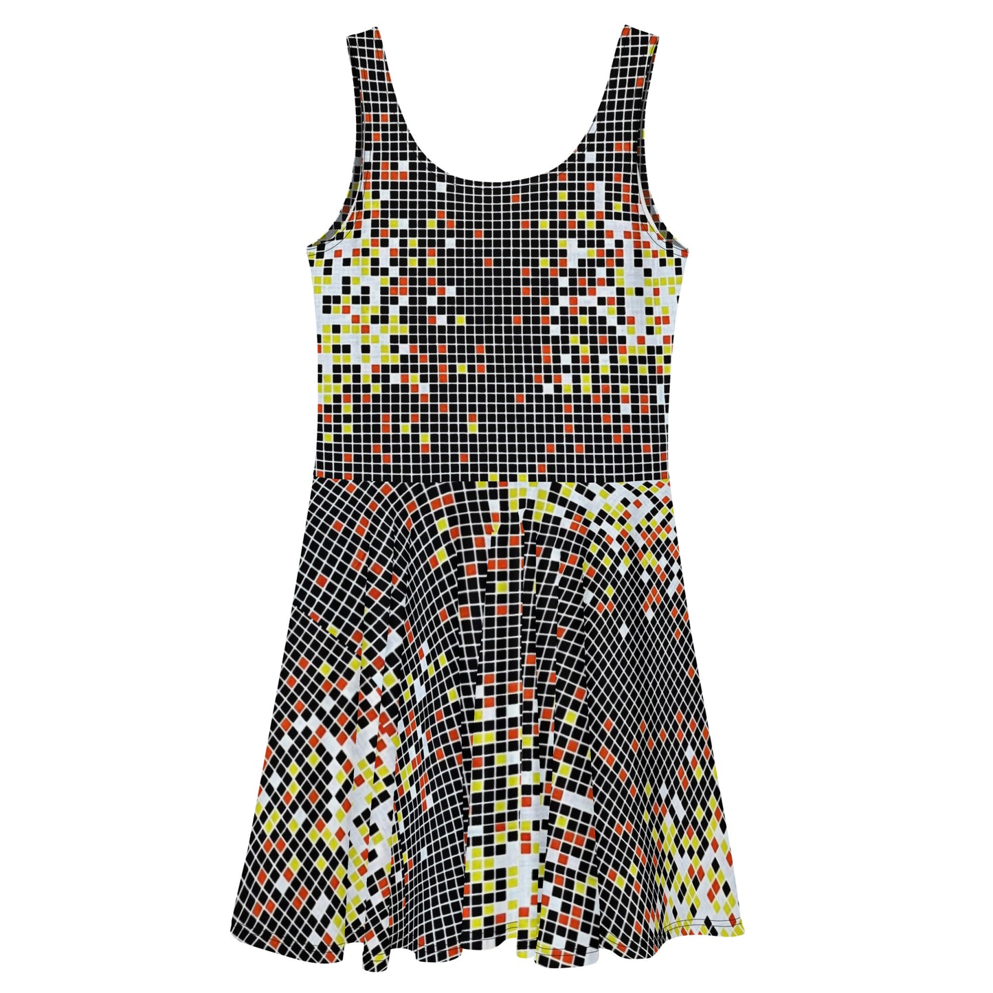 Graphic Square Ankara Skater Dress