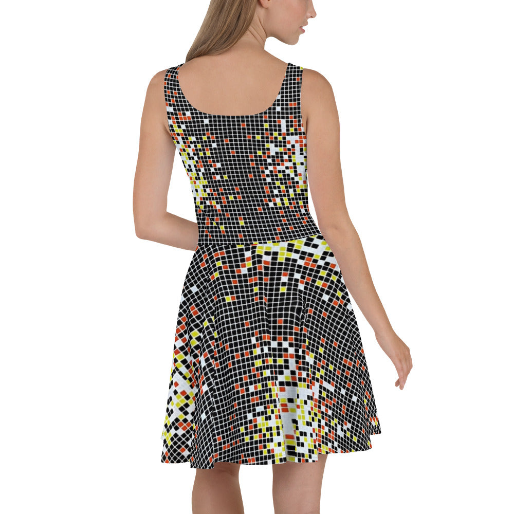 Graphic Square Ankara Skater Dress