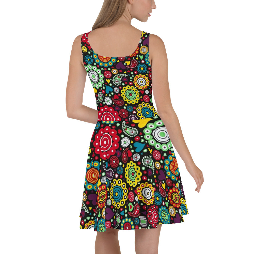 Multicolour Bloom Ankara Skater Dress