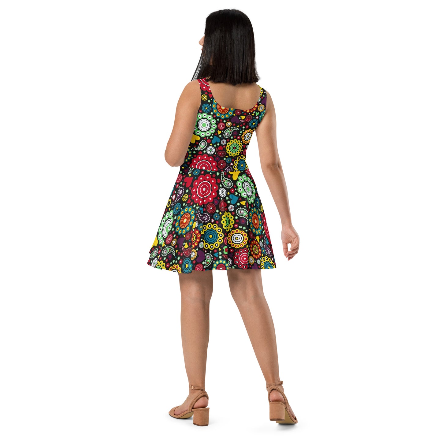 Multicolour Bloom Ankara Skater Dress