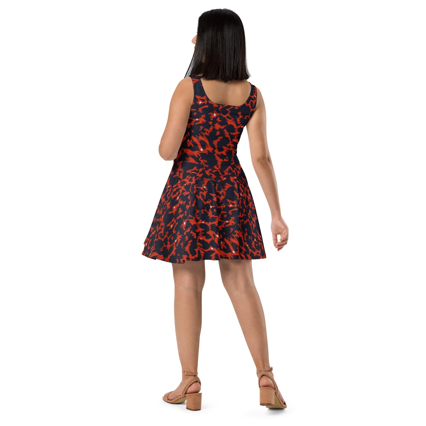 Orange Leopard Ankara Skater Dress