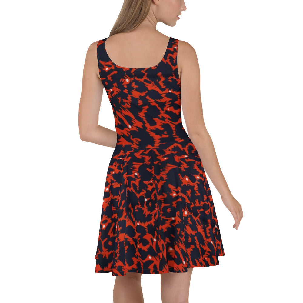 Orange Leopard Ankara Skater Dress