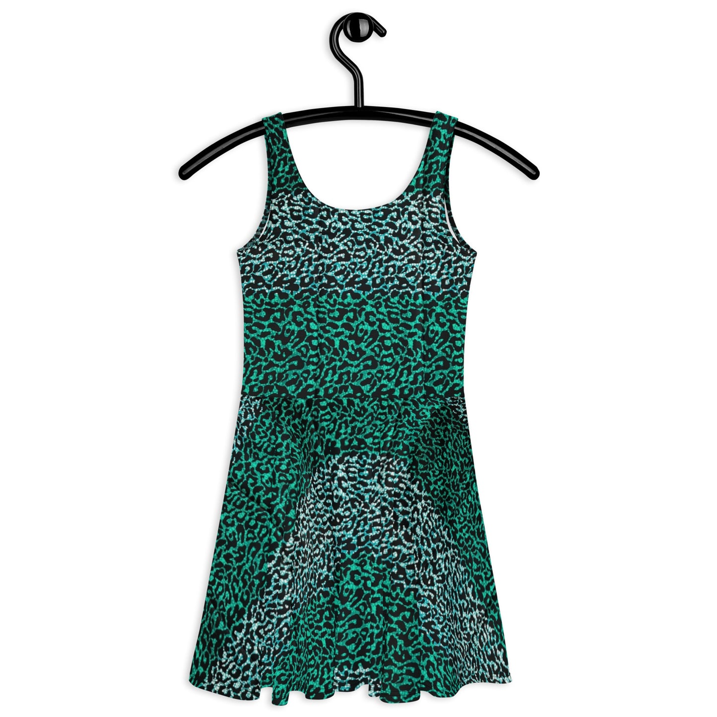 Green Leopard Ankara Skater Dress