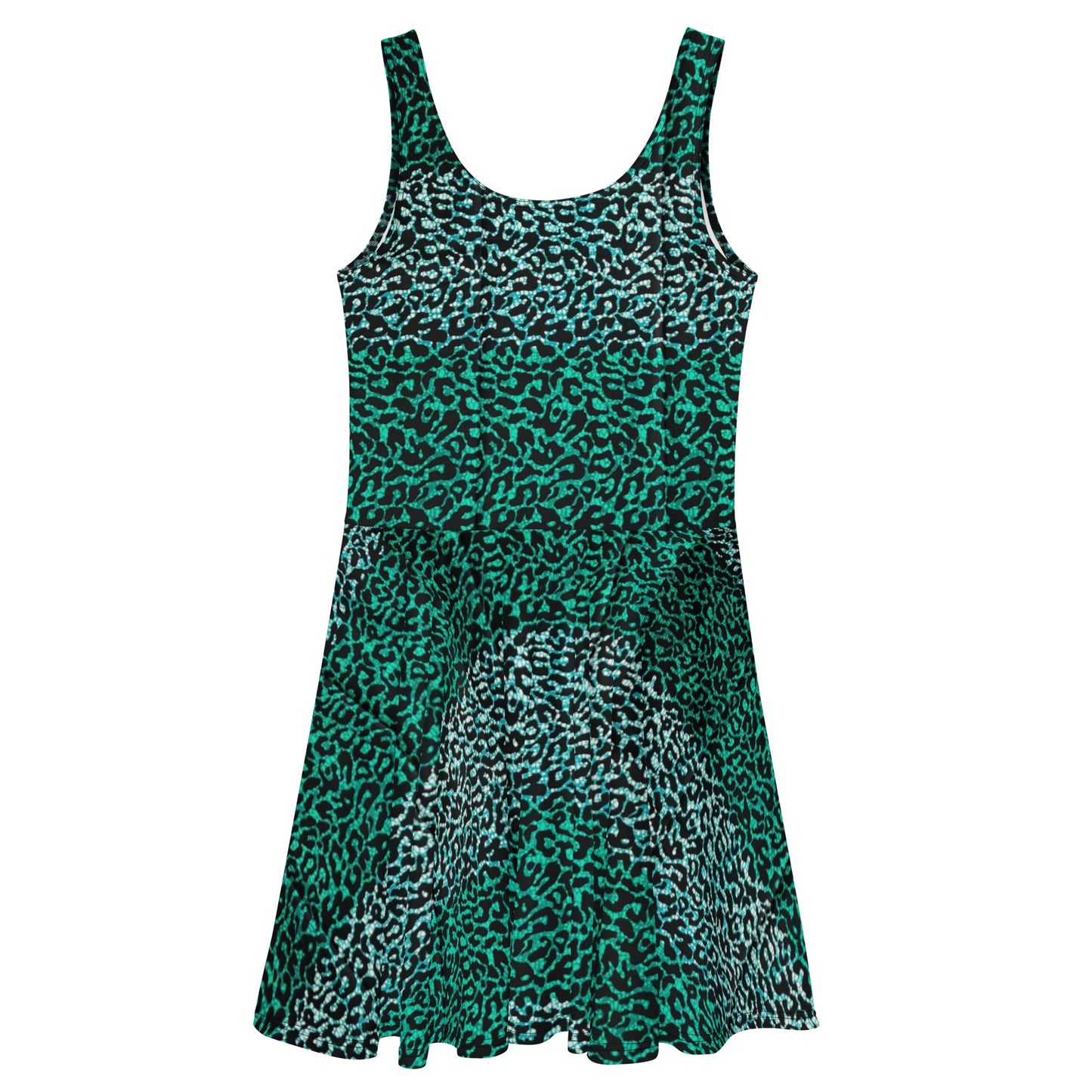 Green Leopard Ankara Skater Dress