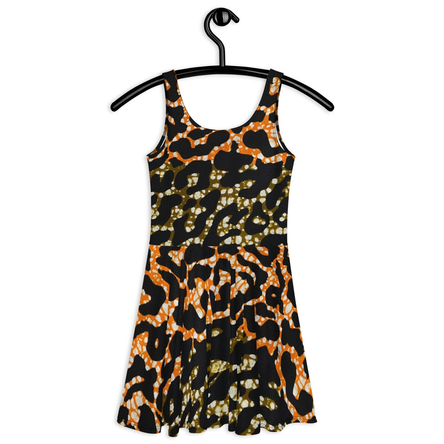 Green Orange Leopard Skater Dress