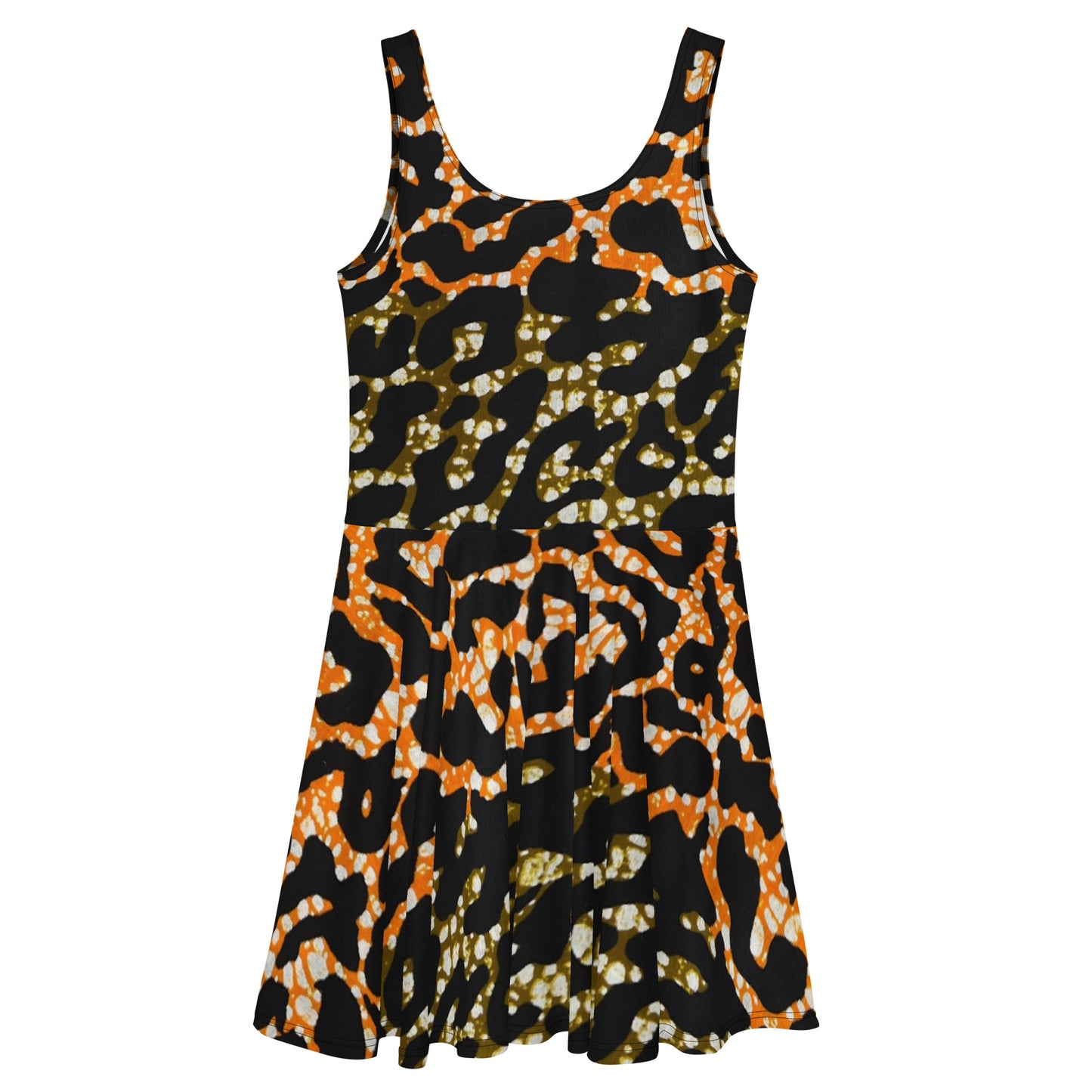 Green Orange Leopard Skater Dress