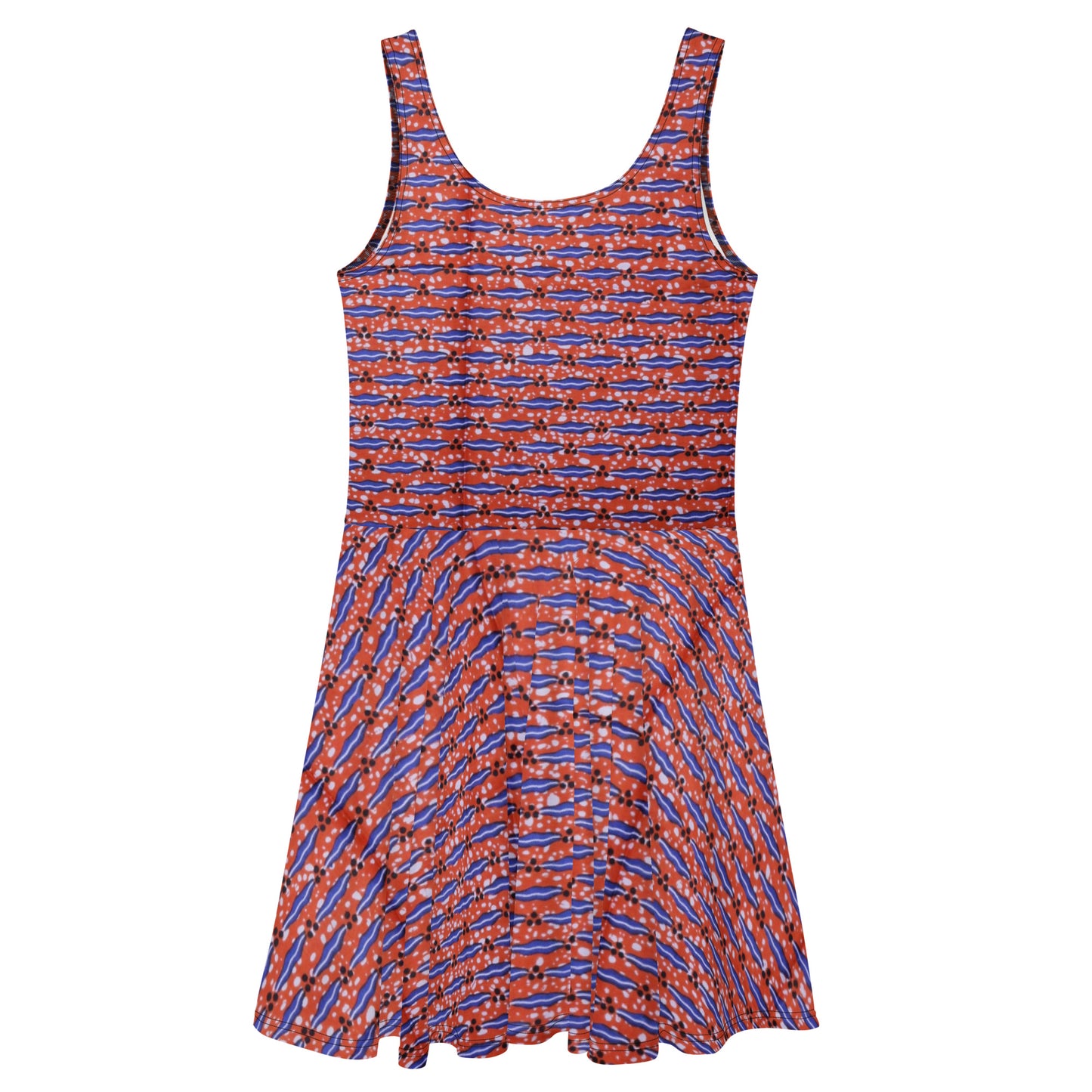 Blue On Peach Ankara Skater Dress