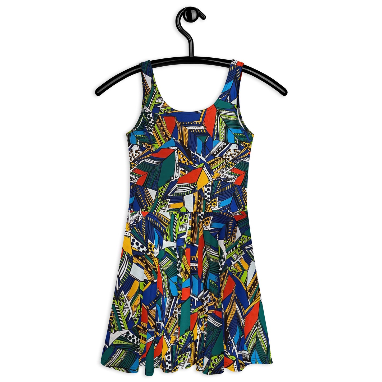 Multicolour Shapes Ankara Skater Dress