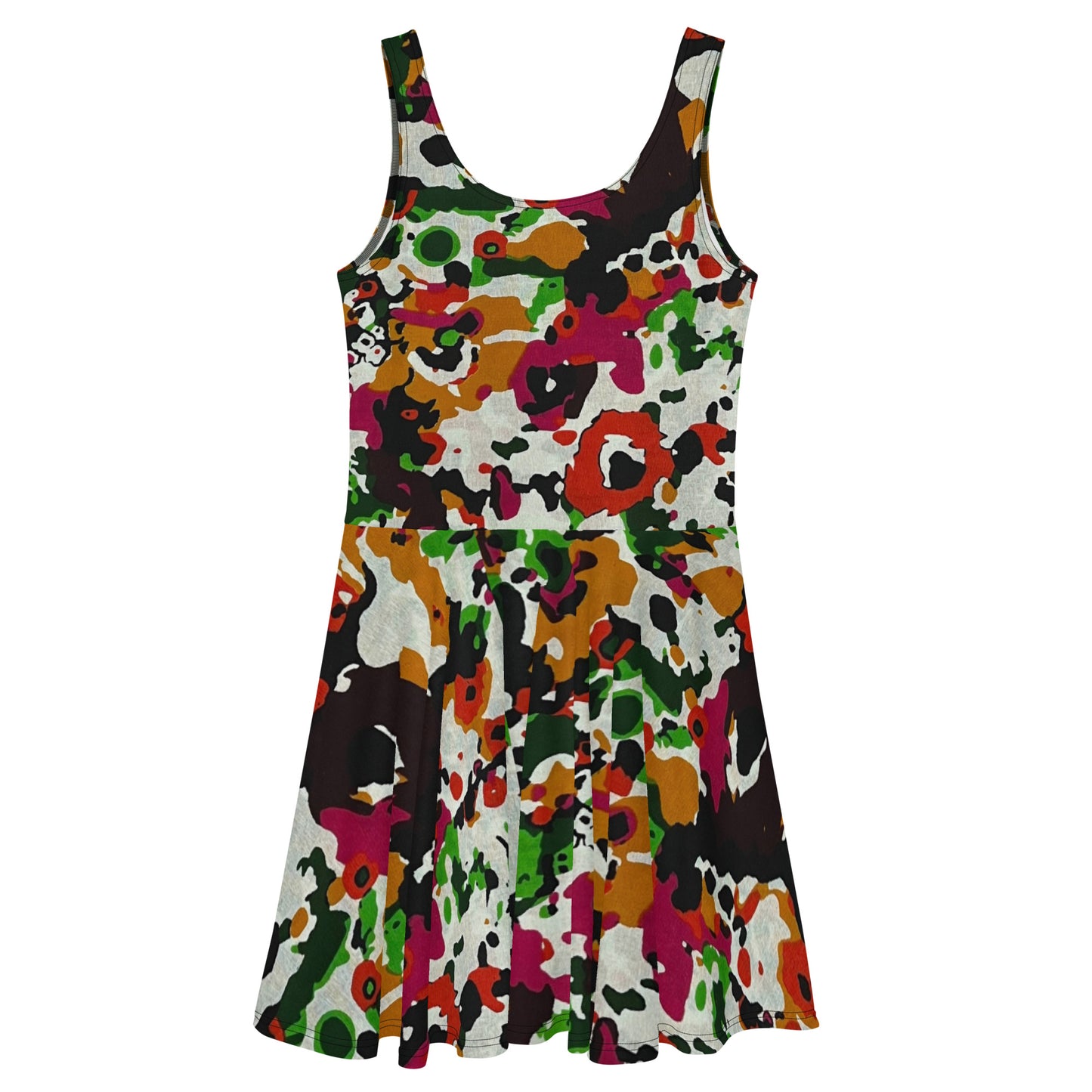 Multicolour Paint Ankara Skater Dress