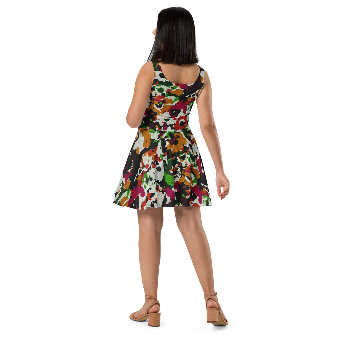 Multicolour Paint Ankara Skater Dress