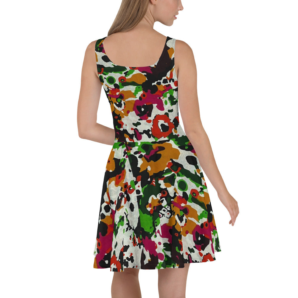 Multicolour Paint Ankara Skater Dress