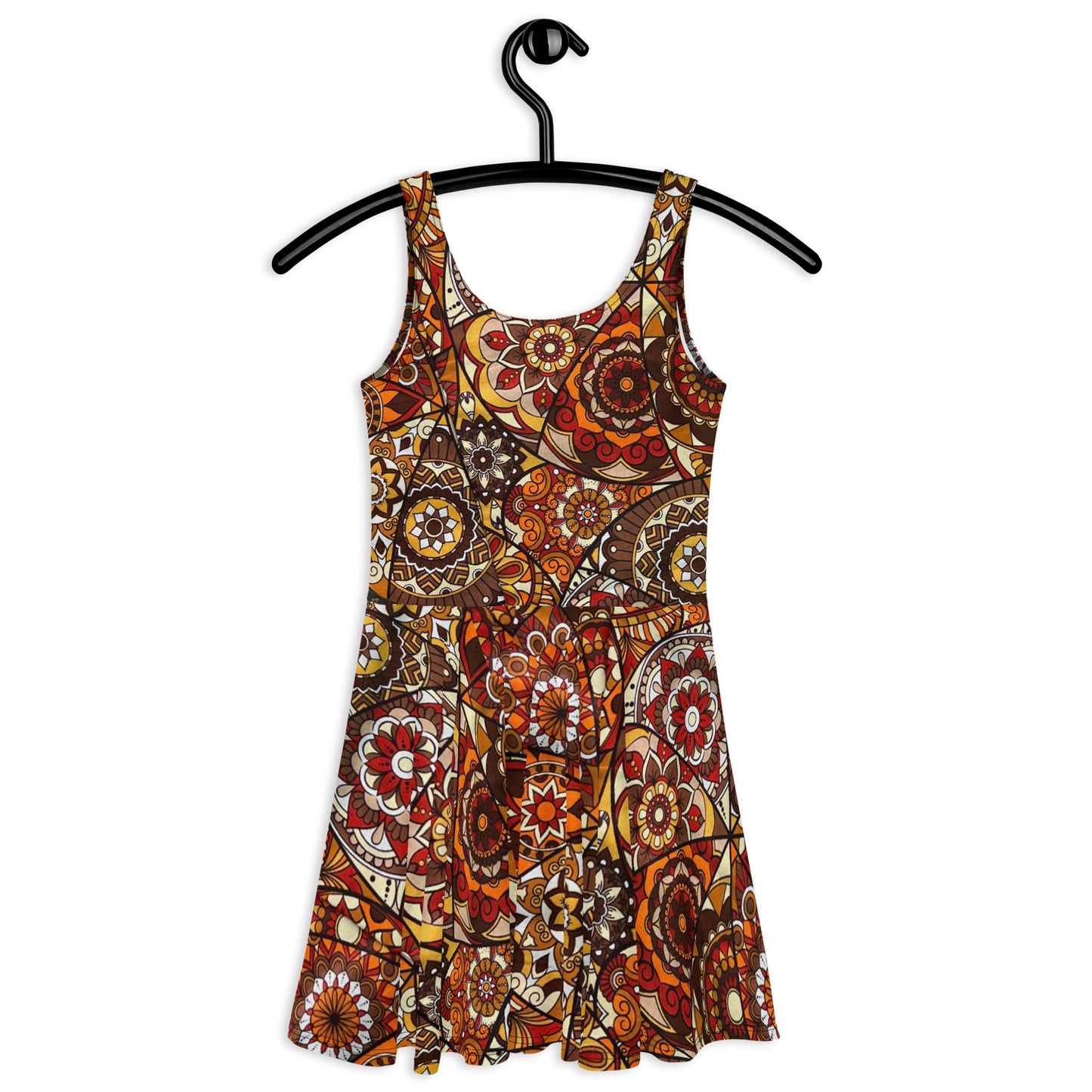 Multicolour Brown Ankara Skater Dress