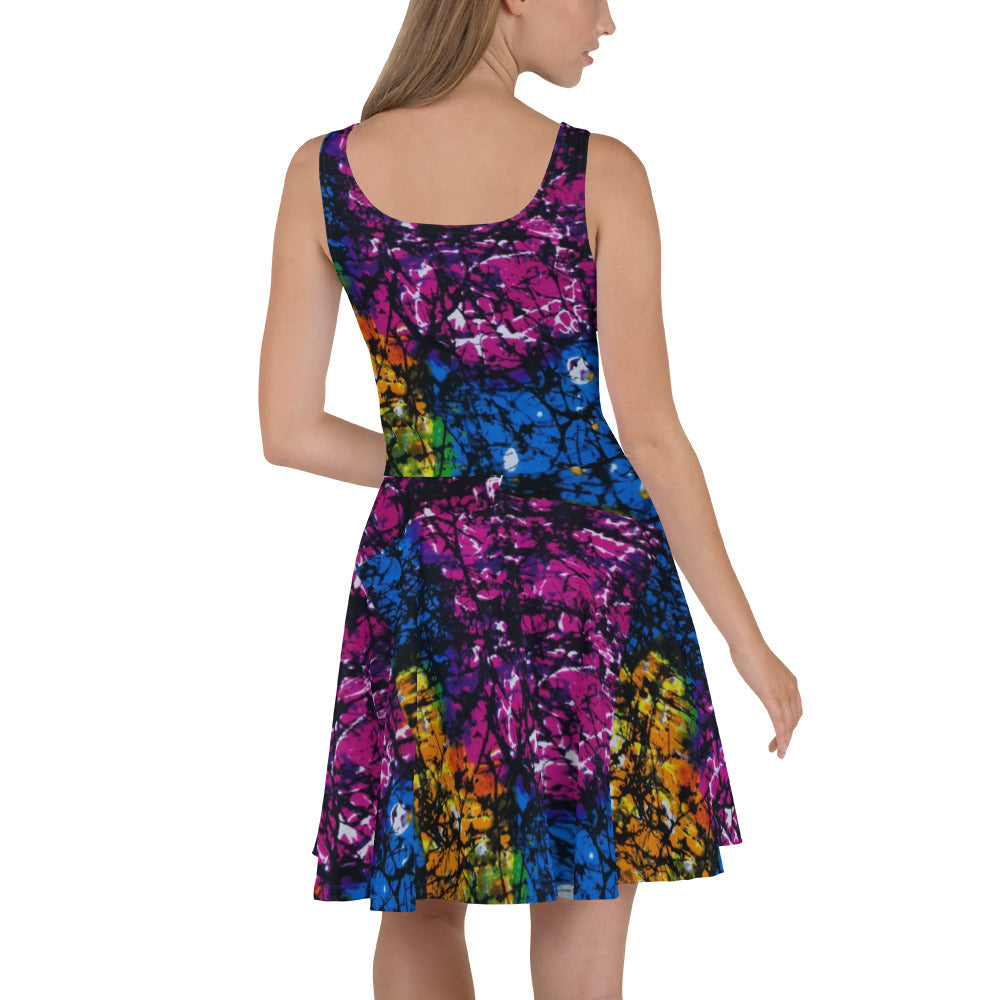 Multicolour Adire Ankara Skater Dress