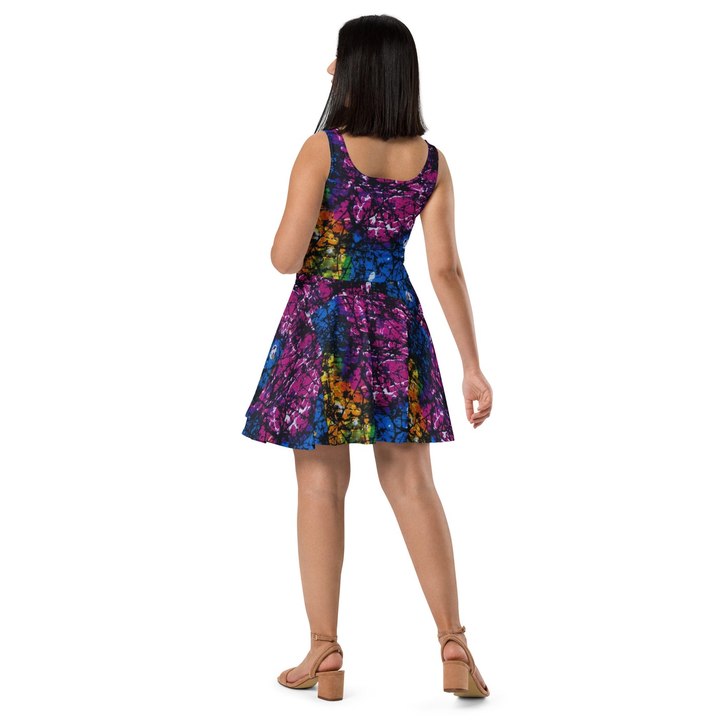 Multicolour Adire Ankara Skater Dress