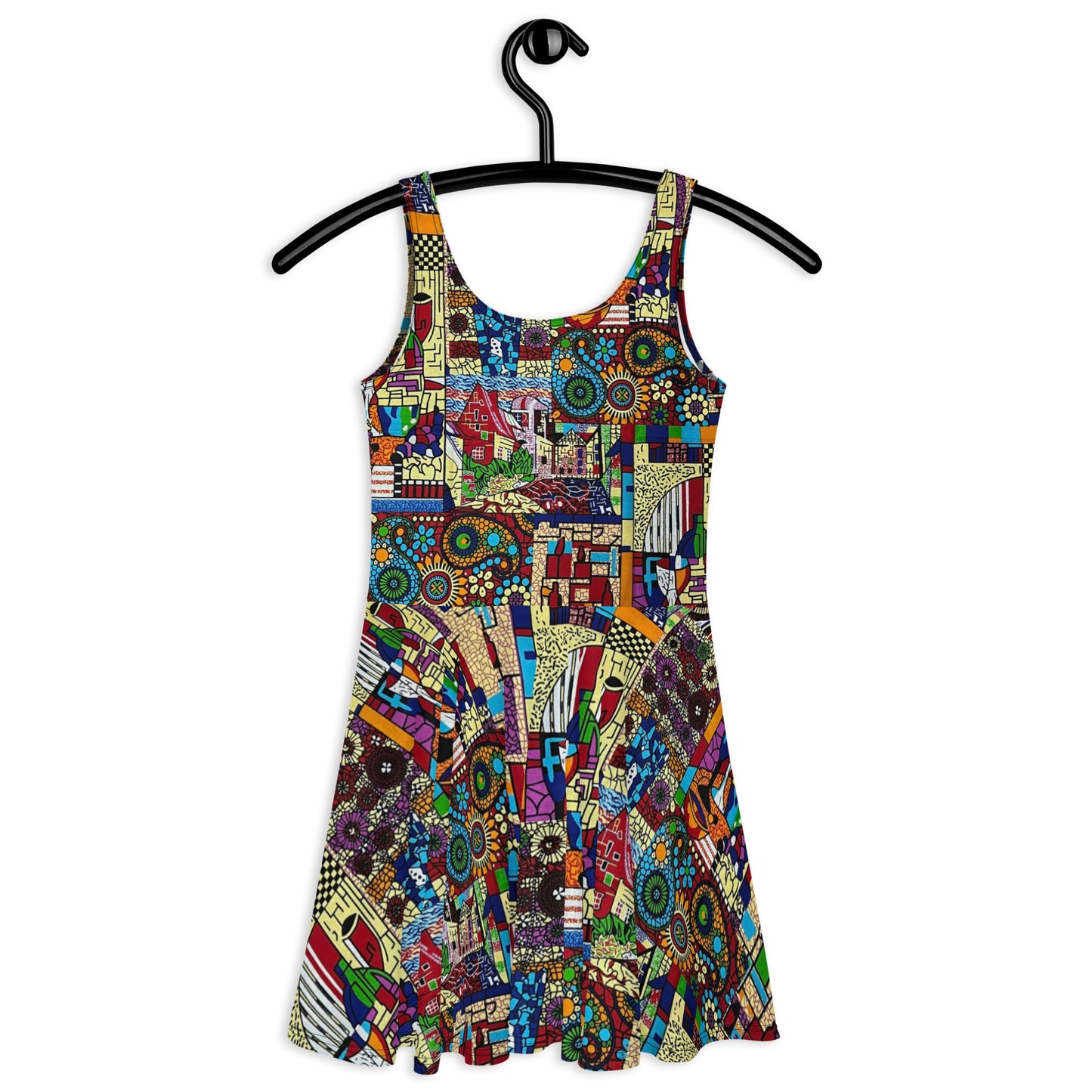 Colourful Artsy Ankara Skater Dress