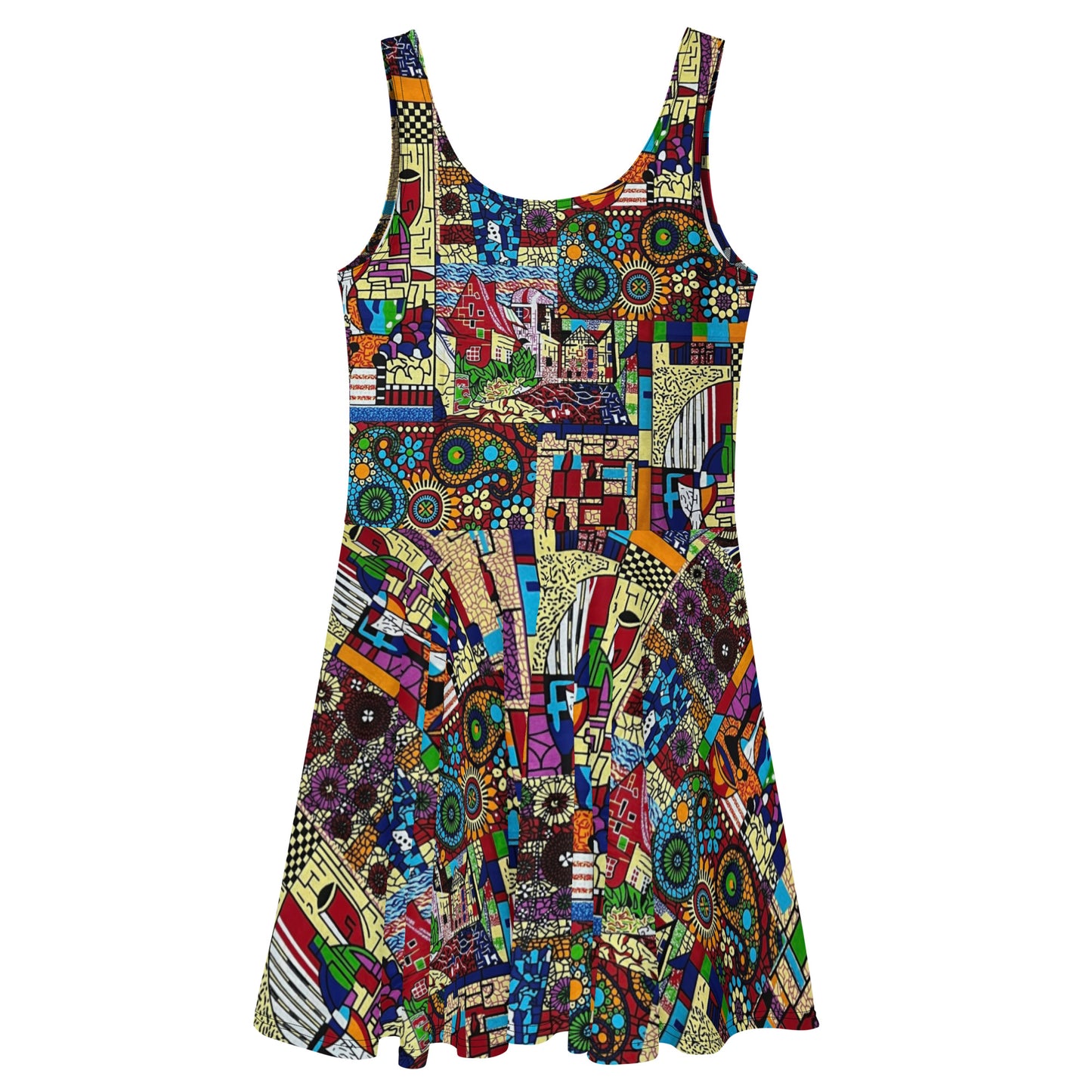 Colourful Artsy Ankara Skater Dress