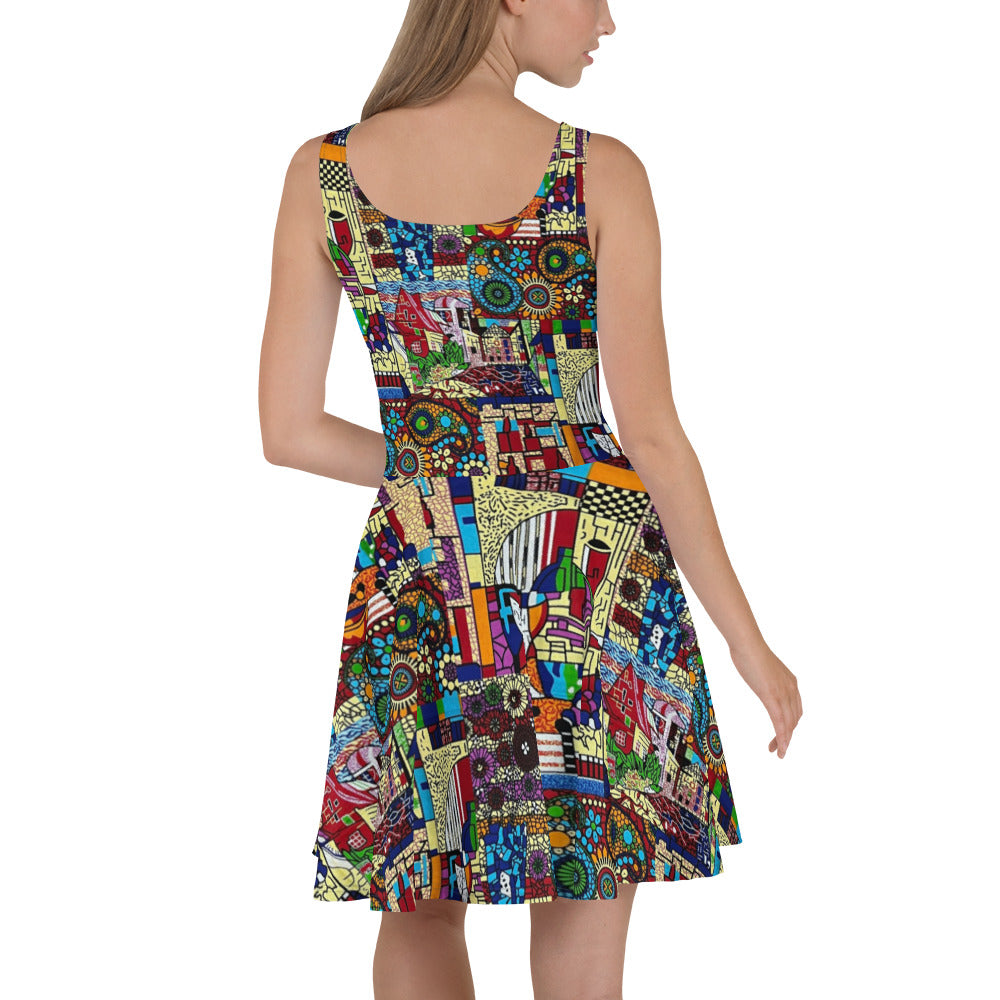 Colourful Artsy Ankara Skater Dress