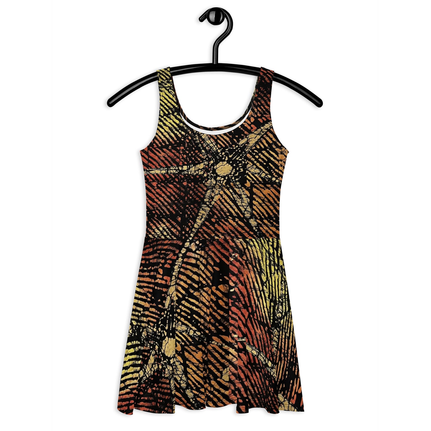 Yellow Orange Stripes African Aztec Ankara Skater Dress