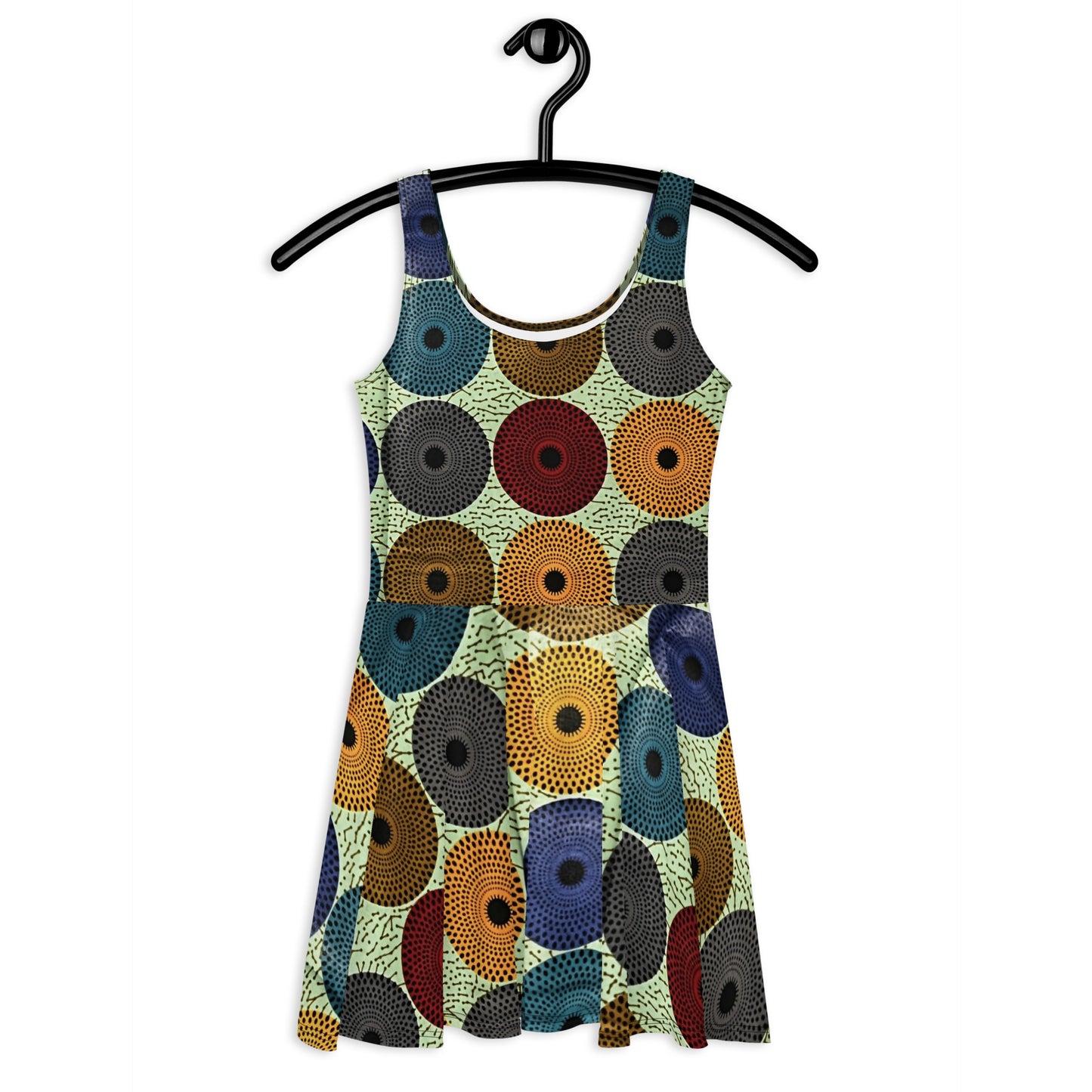 Multicolour Mandela Pattern Ankara Skater Dress