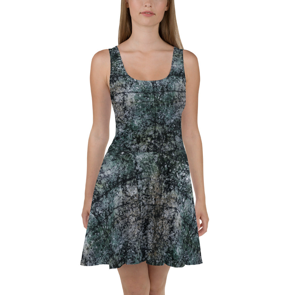 Dark Green Adire Skater Dress