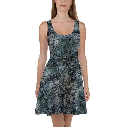 Dark Green Adire Skater Dress