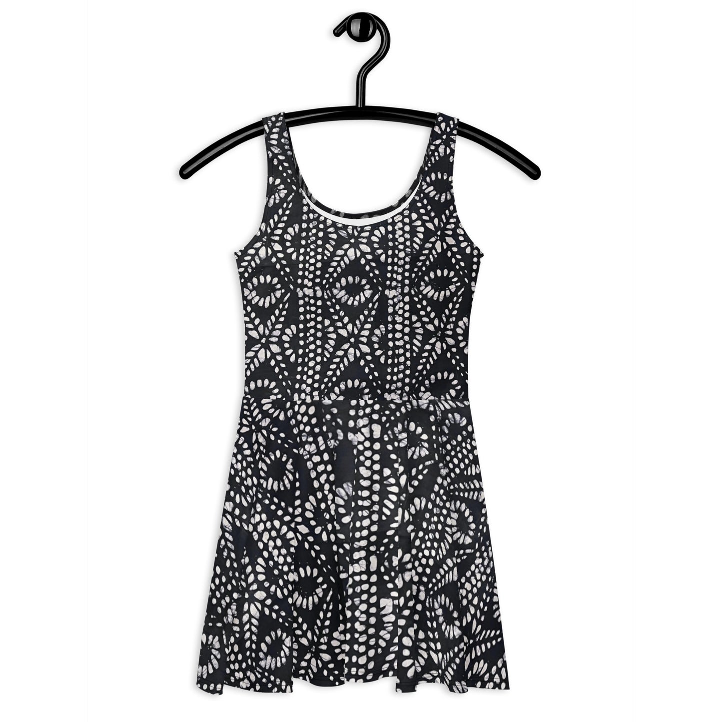 Black & White Aztec Adire Skater Dress