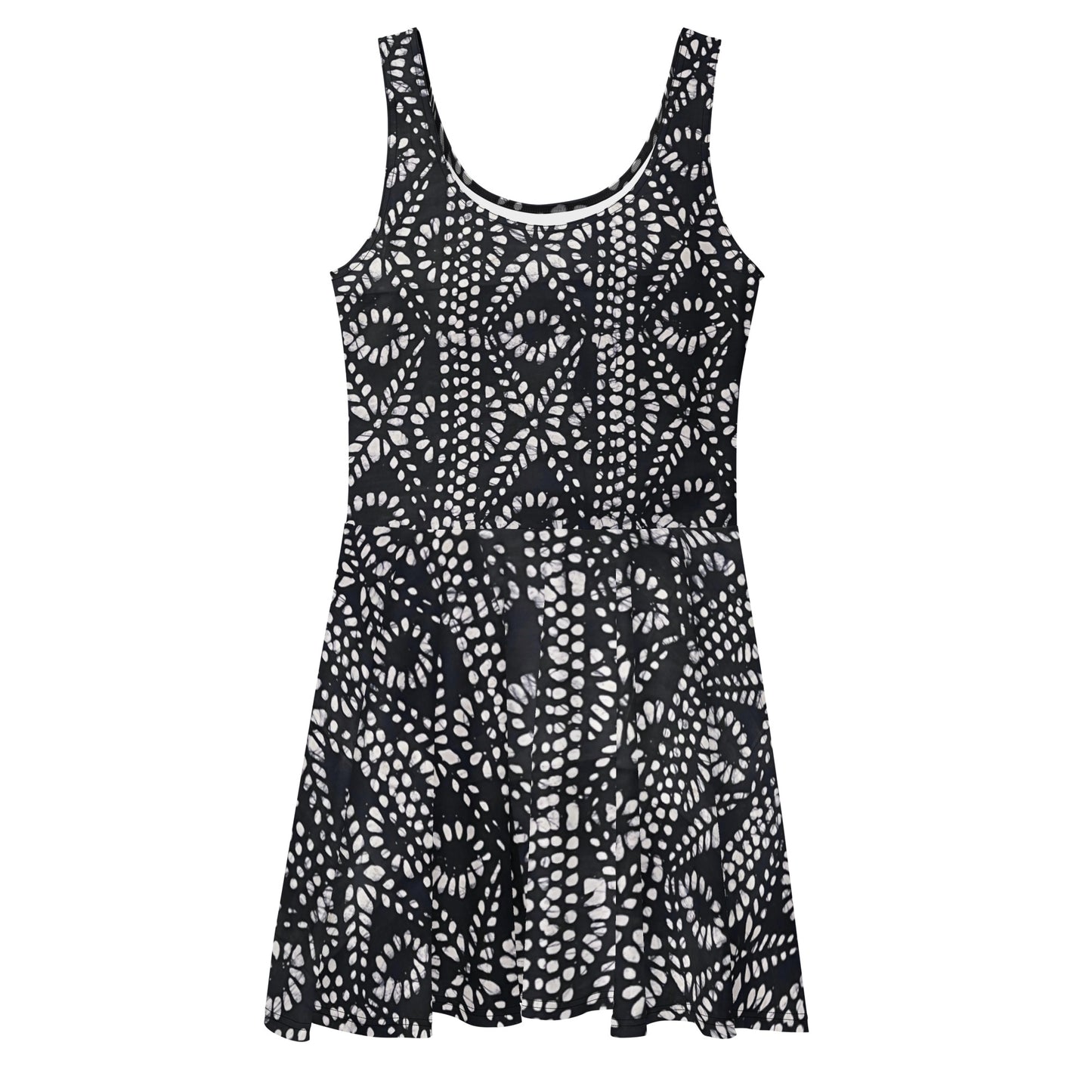 Black & White Aztec Adire Skater Dress