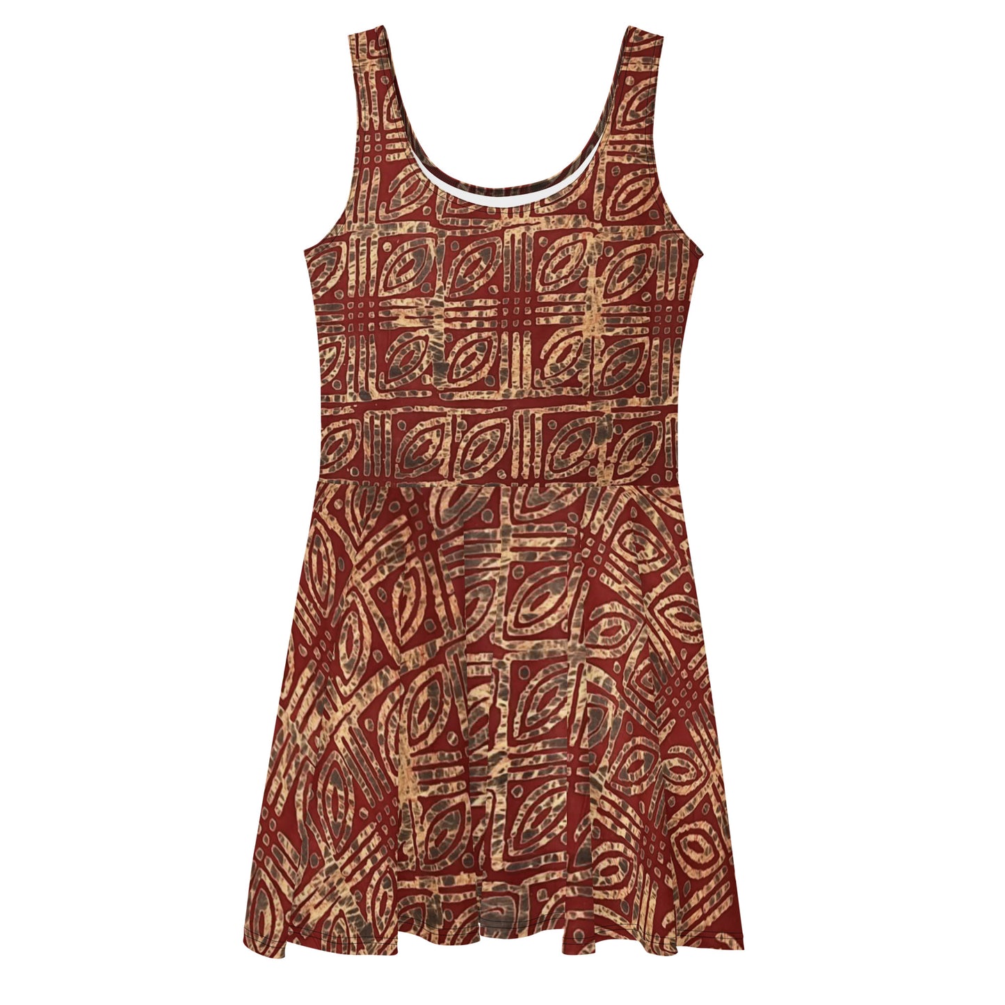 Copper & Gold Adire Skater Dress