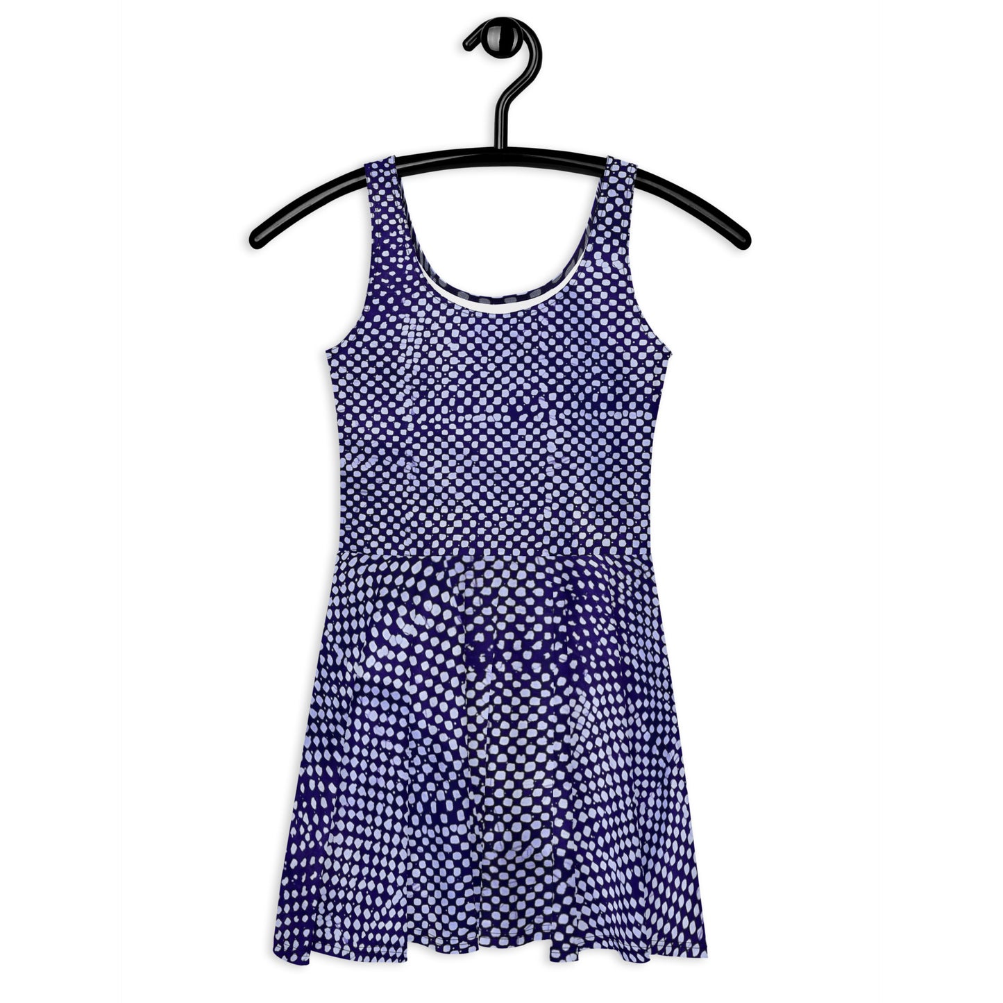 Purple & White Polka Dot Adire Skater Dress