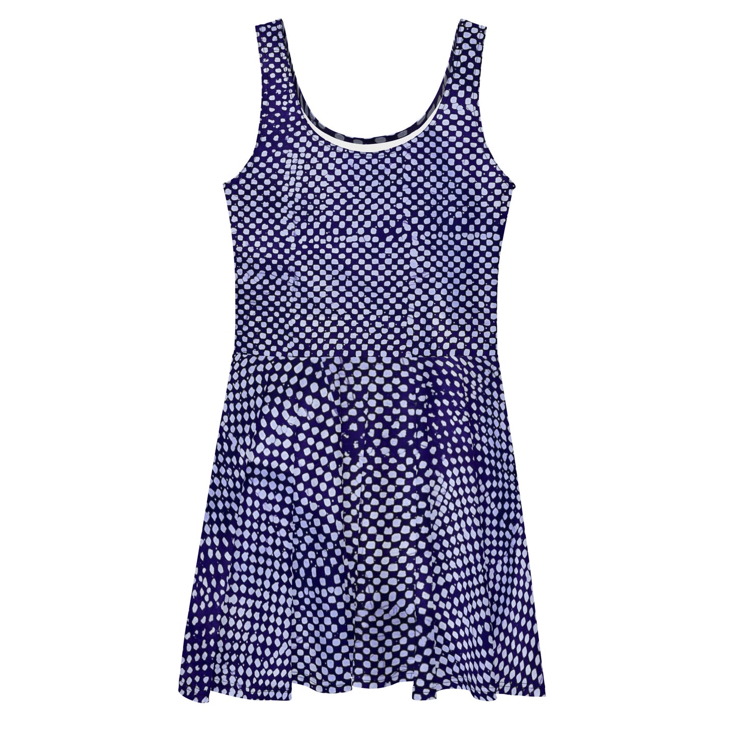 Purple & White Polka Dot Adire Skater Dress