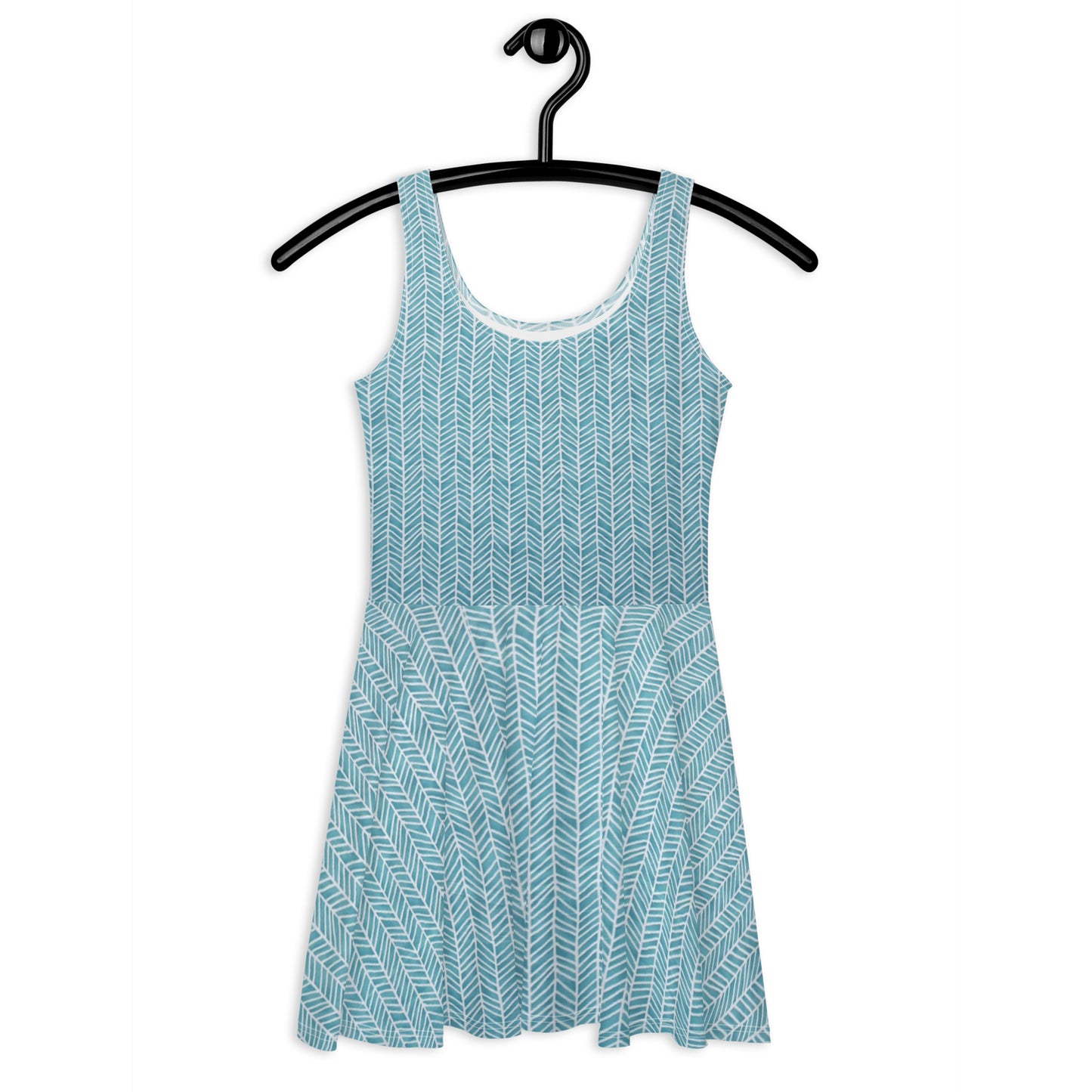 Aqua Chevron Adire Skater Dress