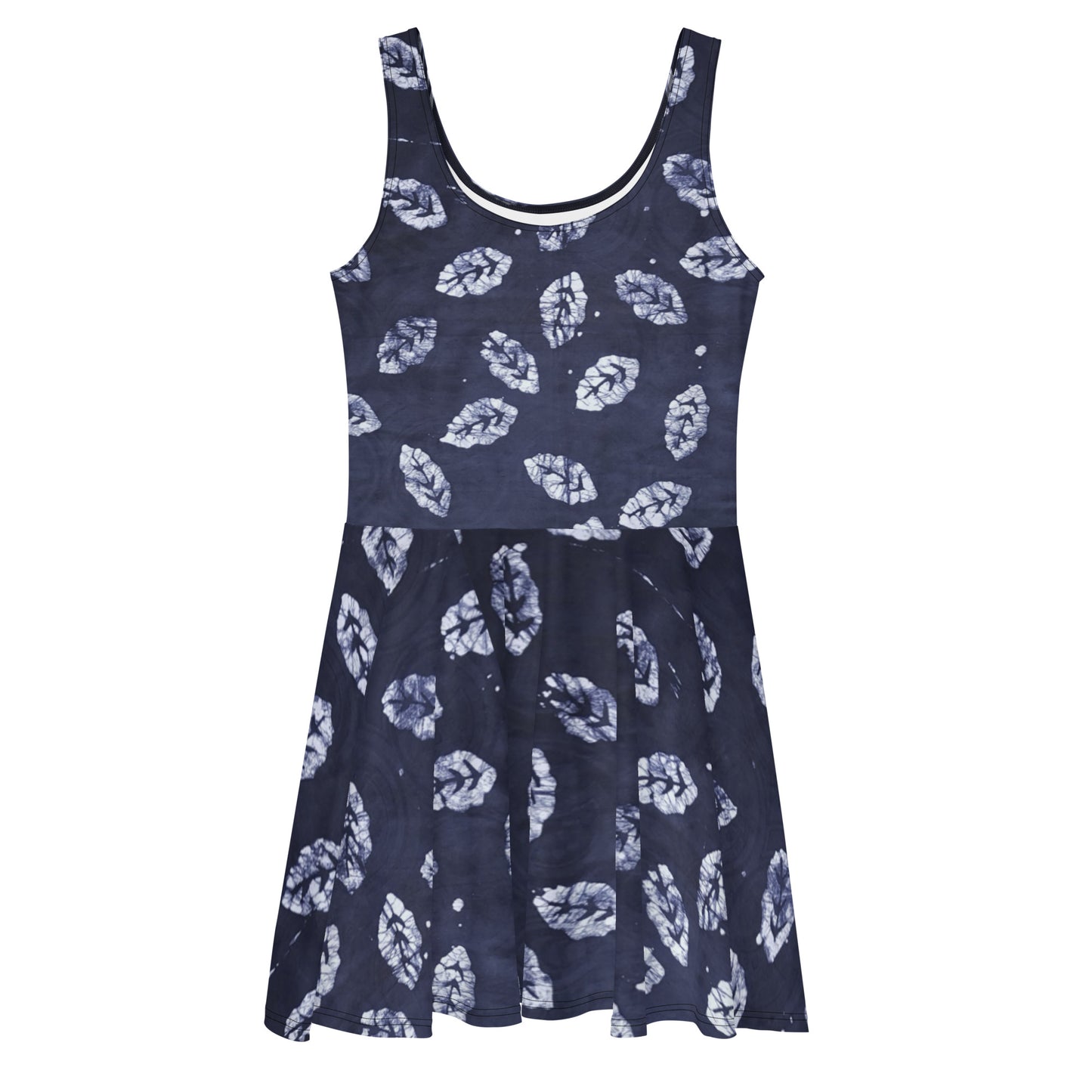 Indigo Leaf Adire Skater Dress