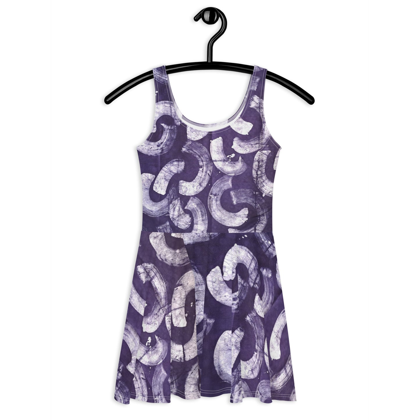 Purple & White Adire Skater Dress