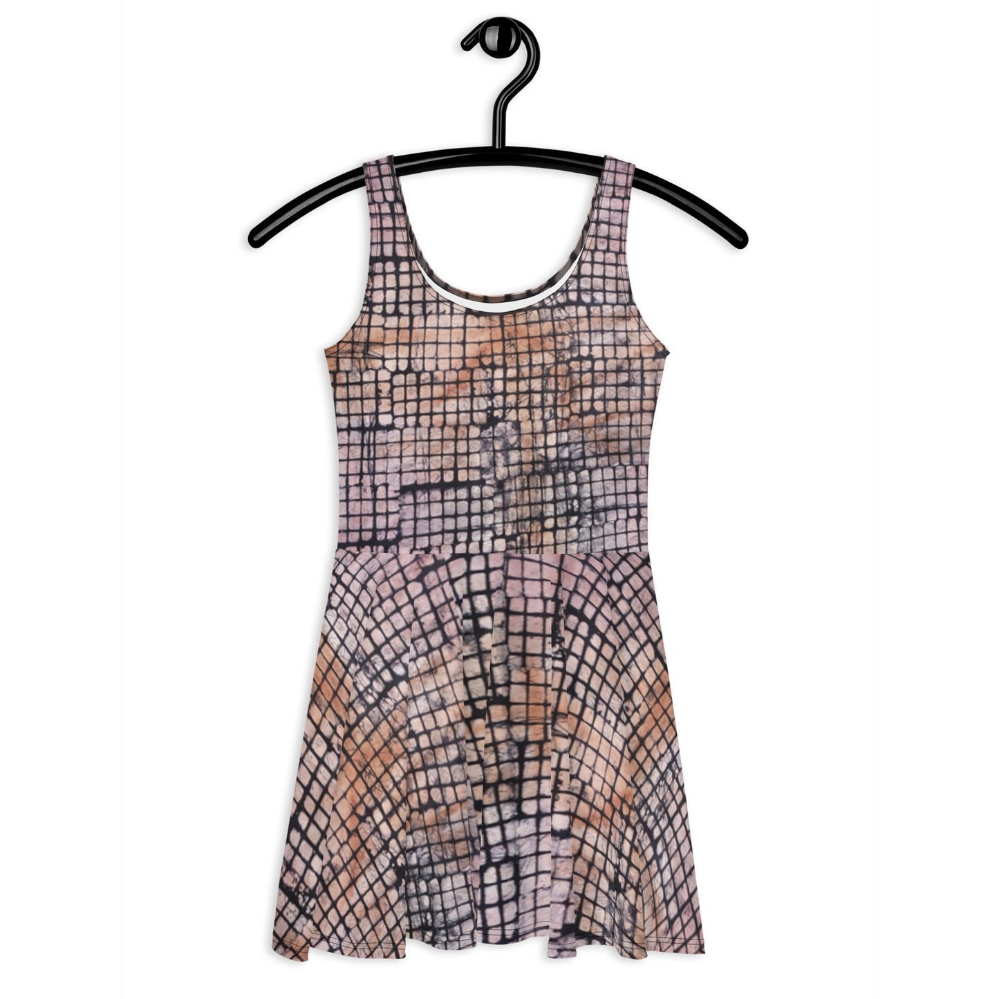 Pink Checked Adire Skater Dress