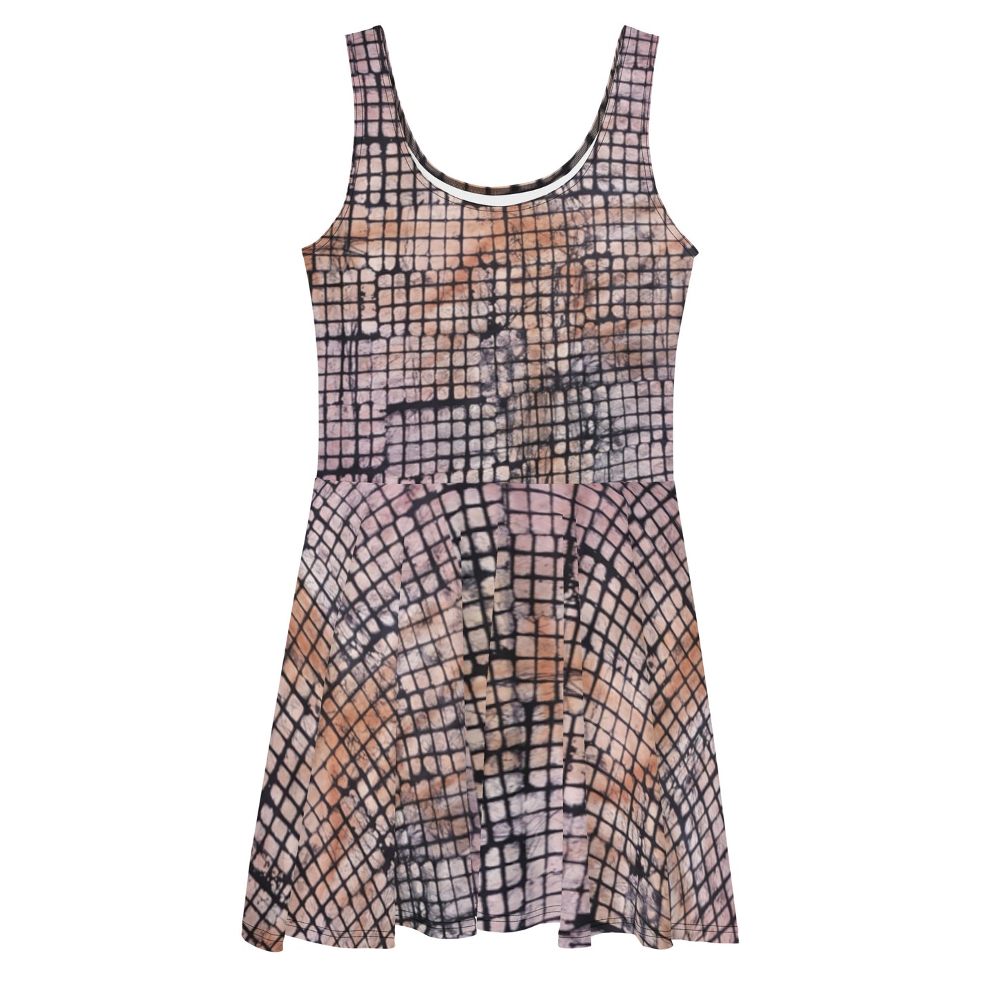 Pink Checked Adire Skater Dress