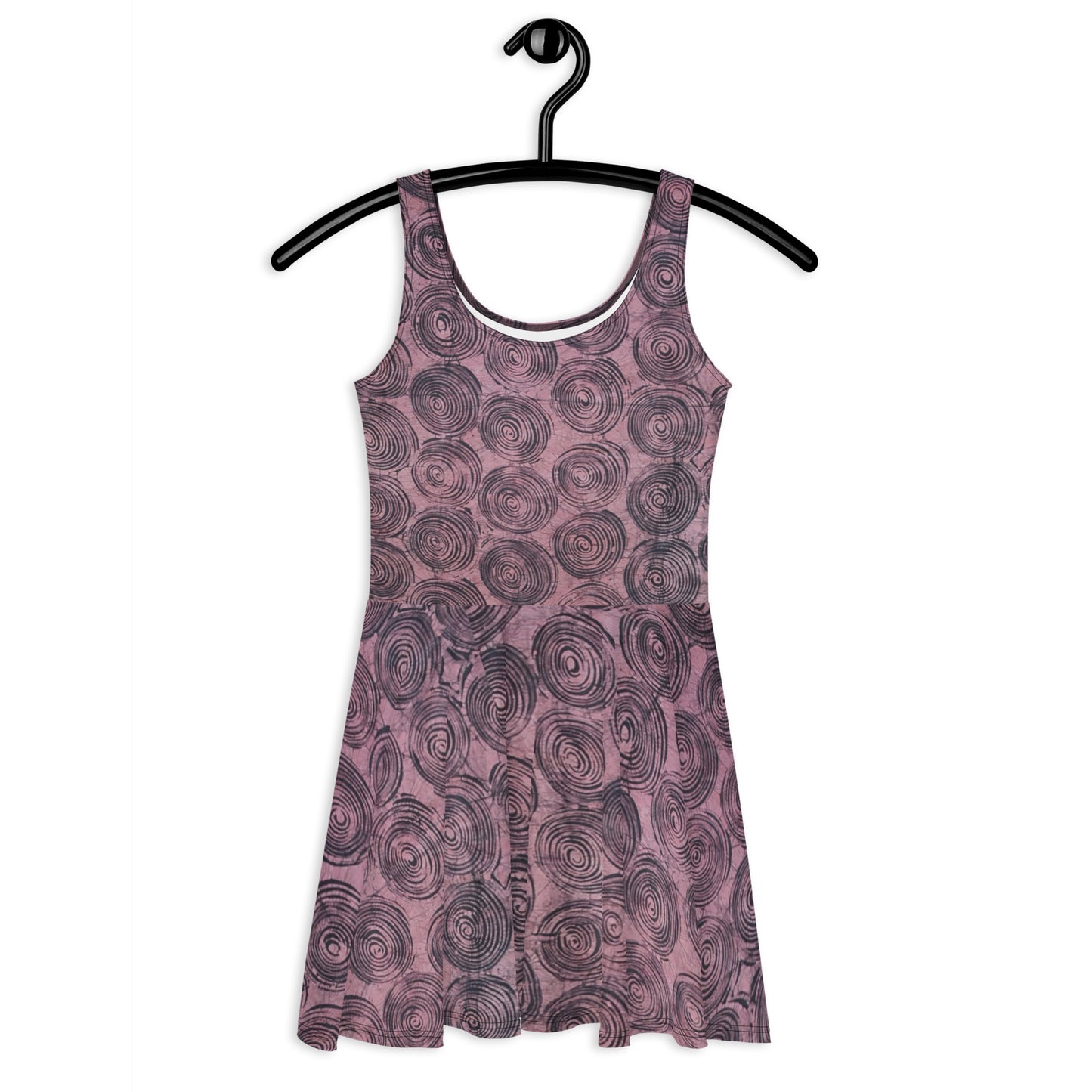 Pink & Black Swirl Adire Skater Dress